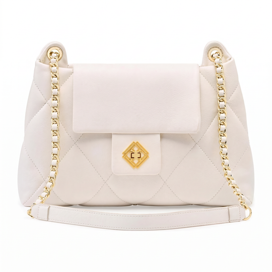 Sac LIVIA beige en cuir, vue de face