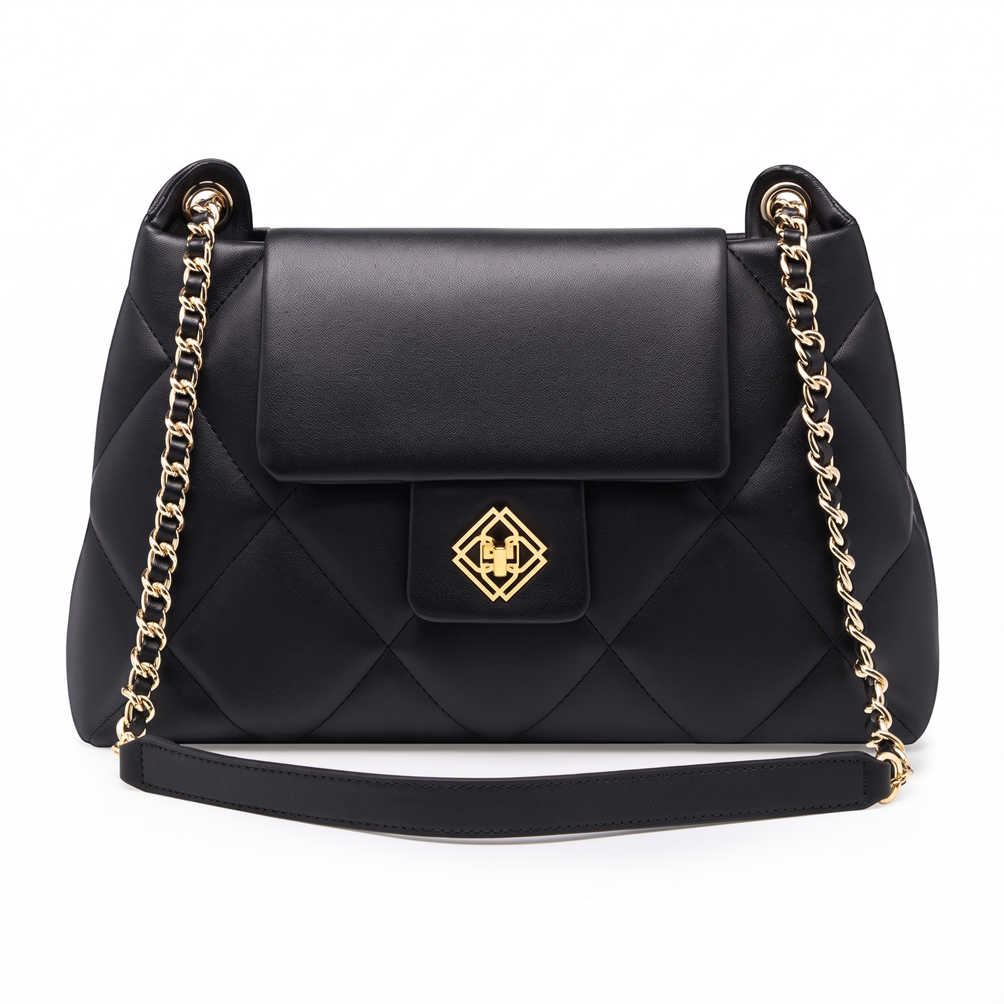 Sac LIVIA noir en cuir, vue de face