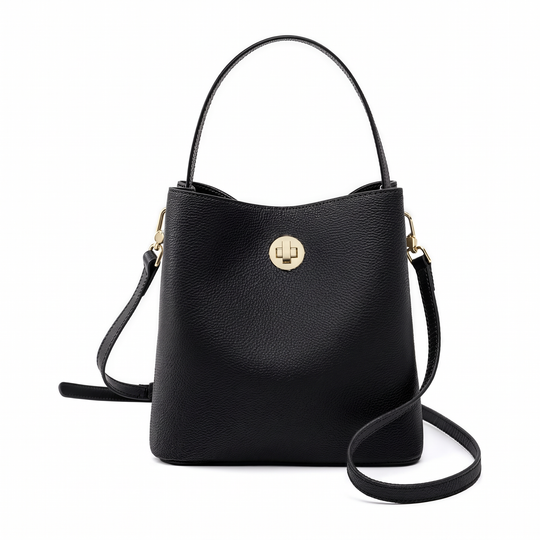 Sac LOON noir en cuir, vue de face