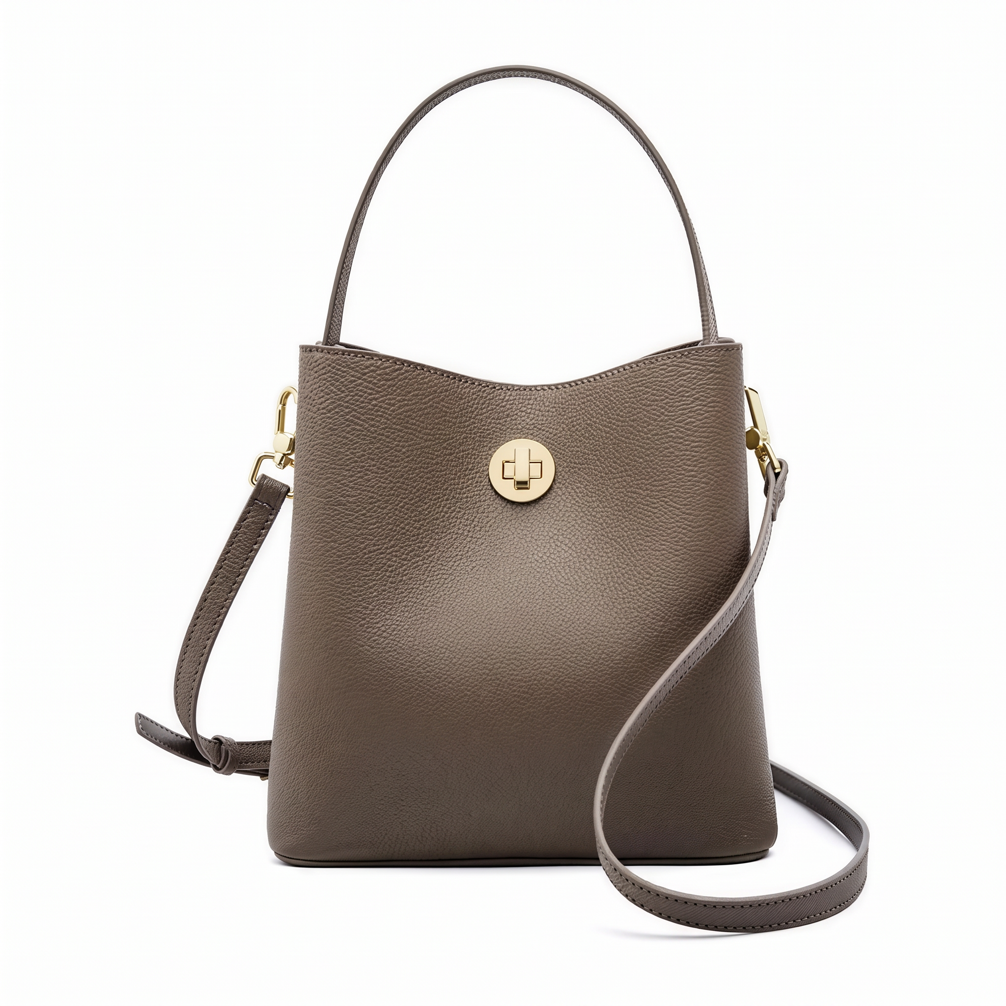 Sac LOON taupe en cuir, vue de face