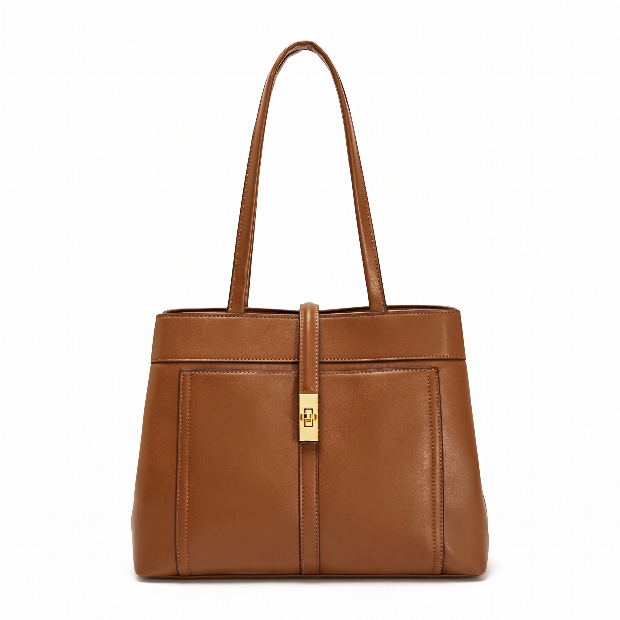 Sac LOU camel en cuir, vue de face