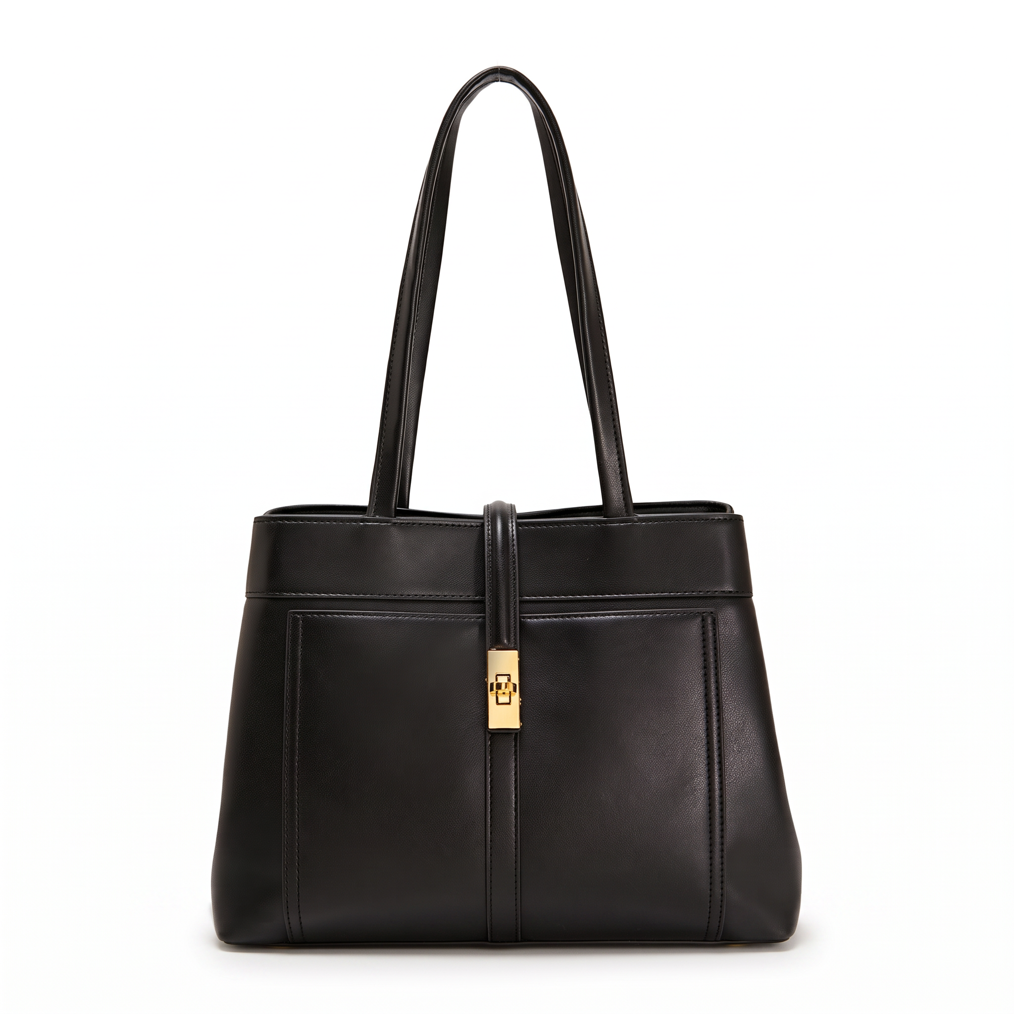 Sac LOU noir en cuir, vue de face