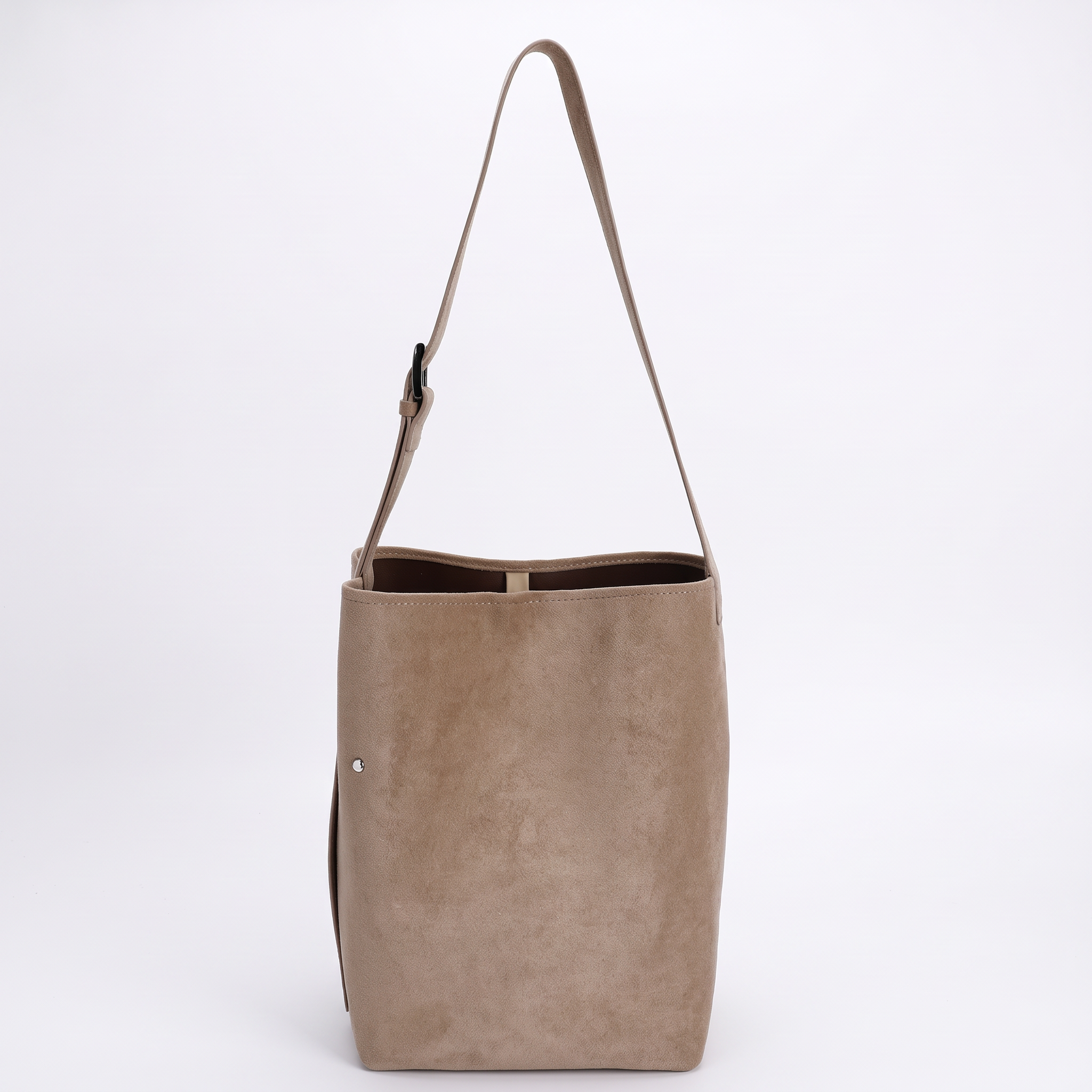 Sac seau LOUNA taupe, vue de face