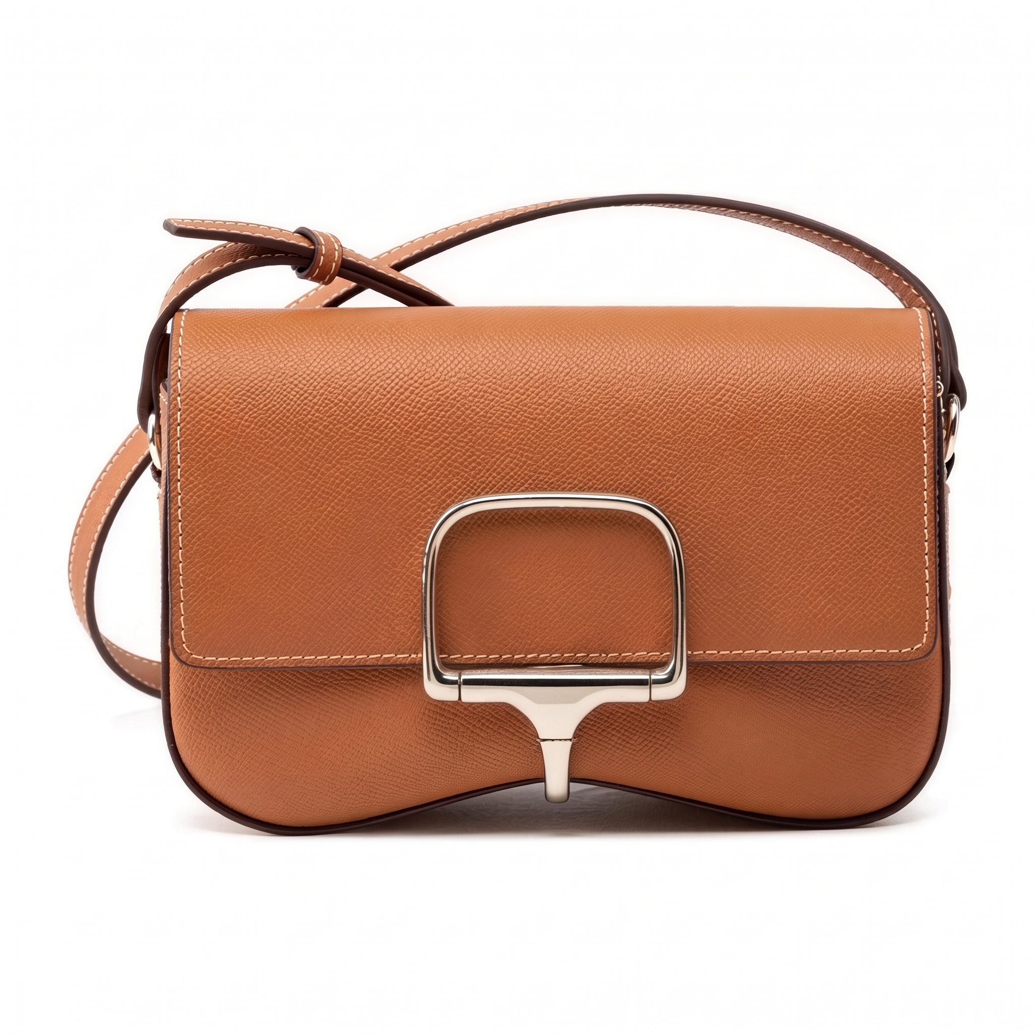Sac LUMIA camel en cuir, vue de face