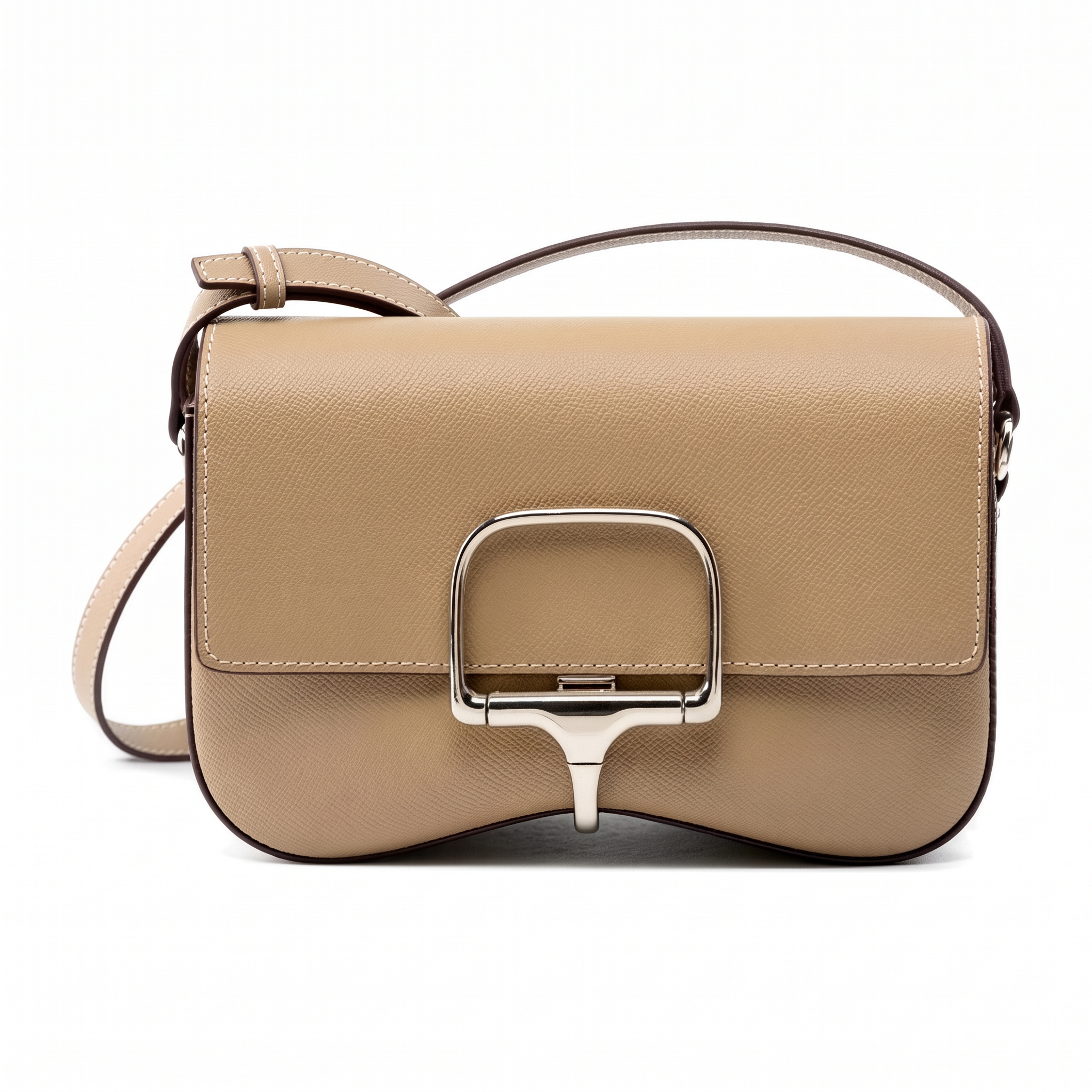 Sac LUMIA taupe en cuir, vue de face