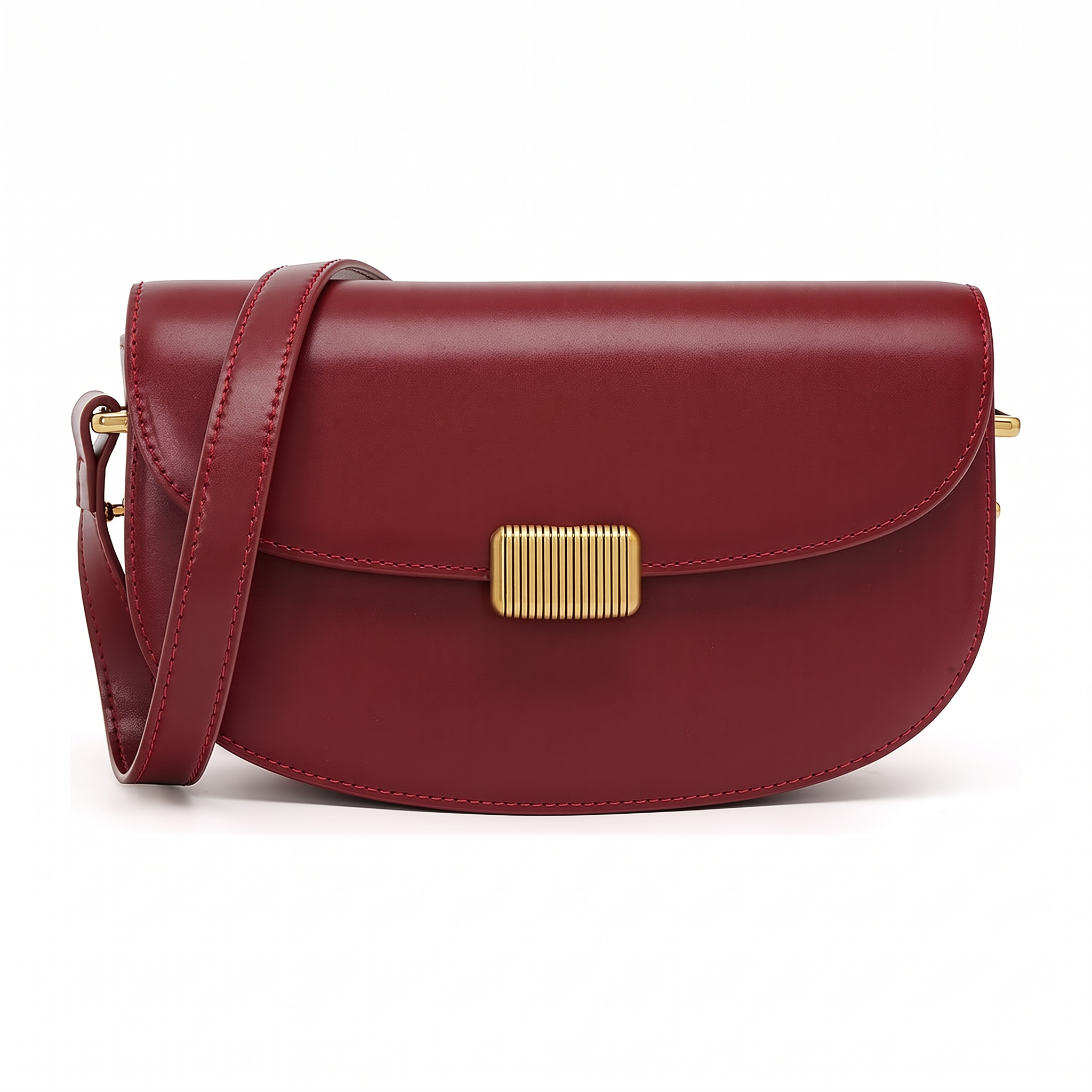 Sac MANAROLA rouge bordeaux en cuir, vue de face