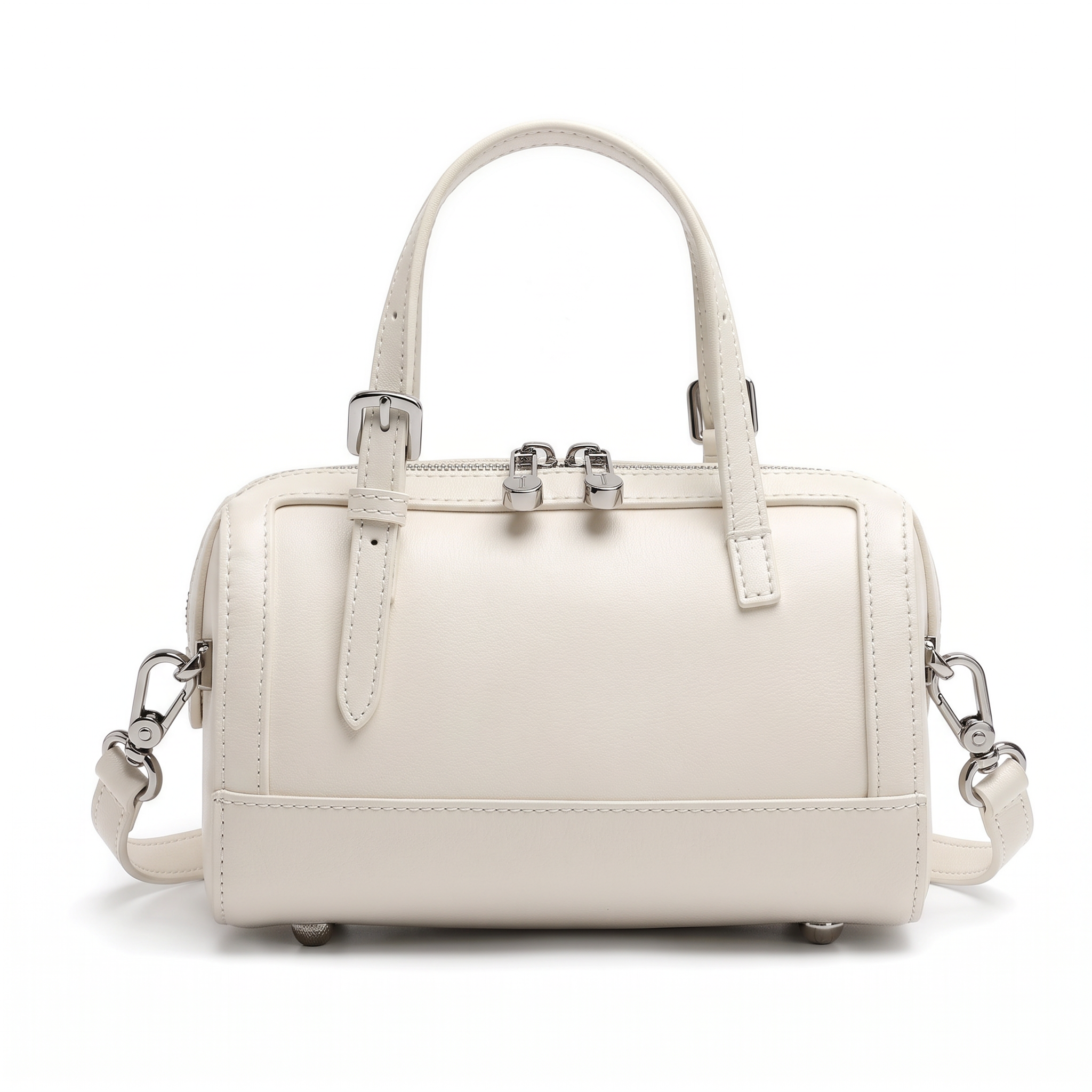 Sac MARGAUX beige en cuir, vue de face