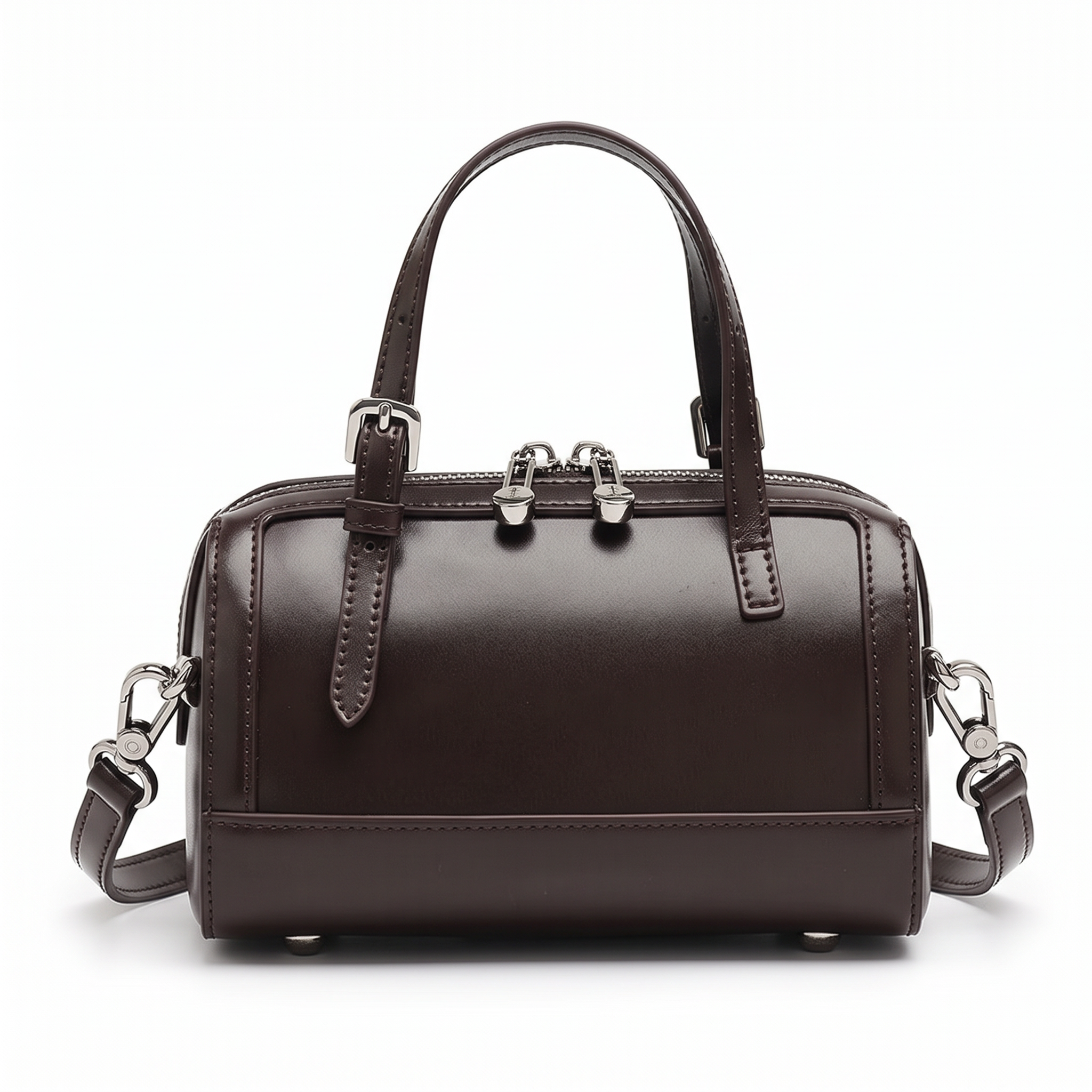 Sac MARGAUX marron foncé en cuir, vue de face