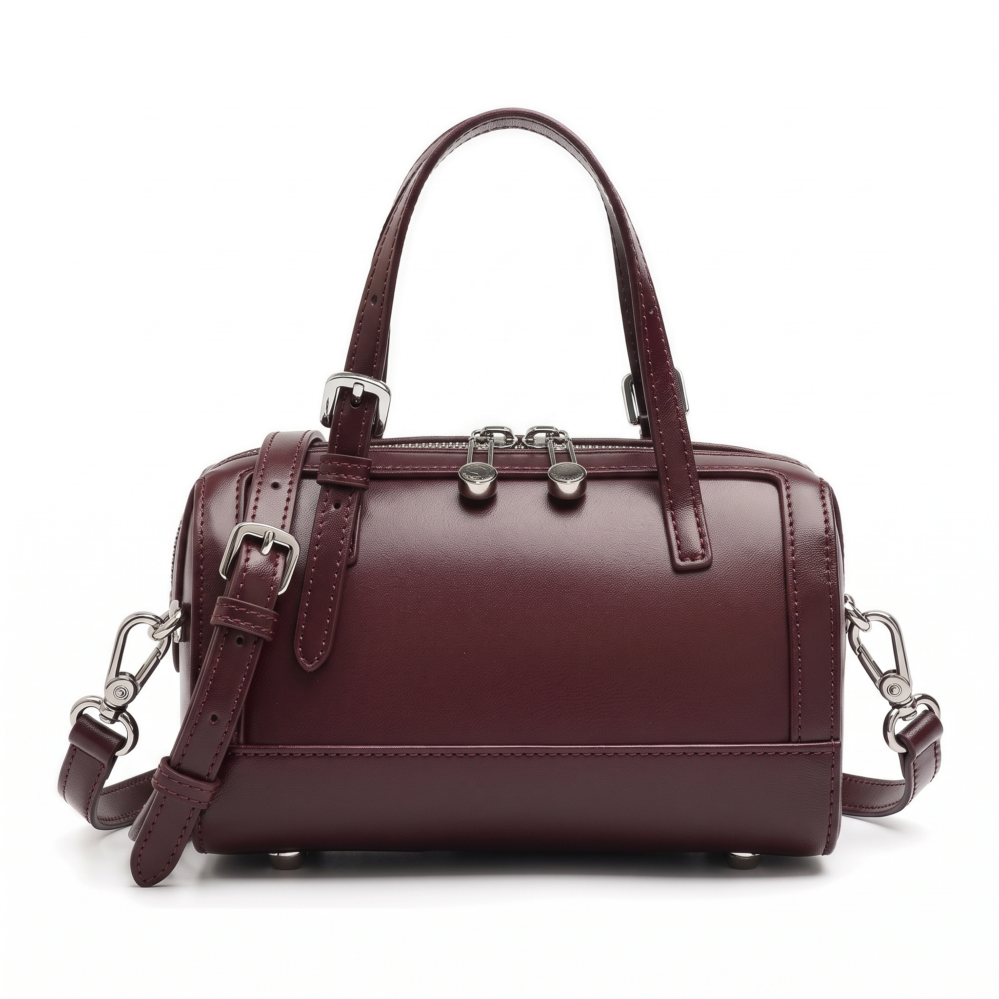 Sac MARGAUX rouge bordeaux en cuir, vue de face