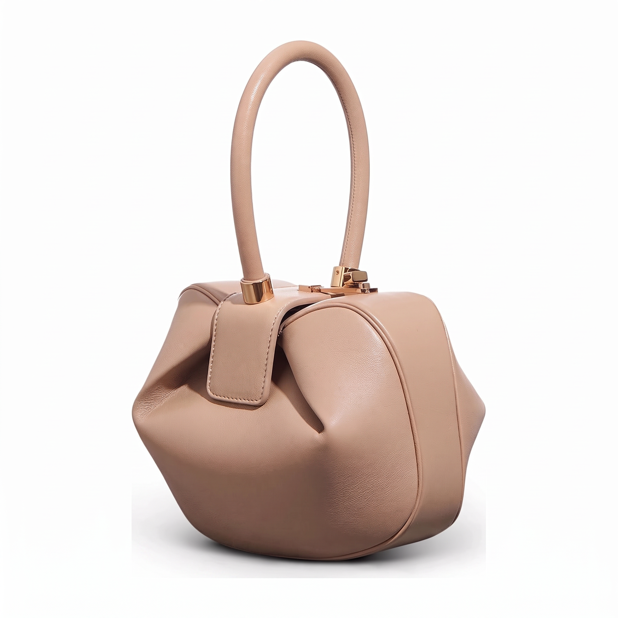 Sac MILAN SPRING abricot en cuir, vue de face