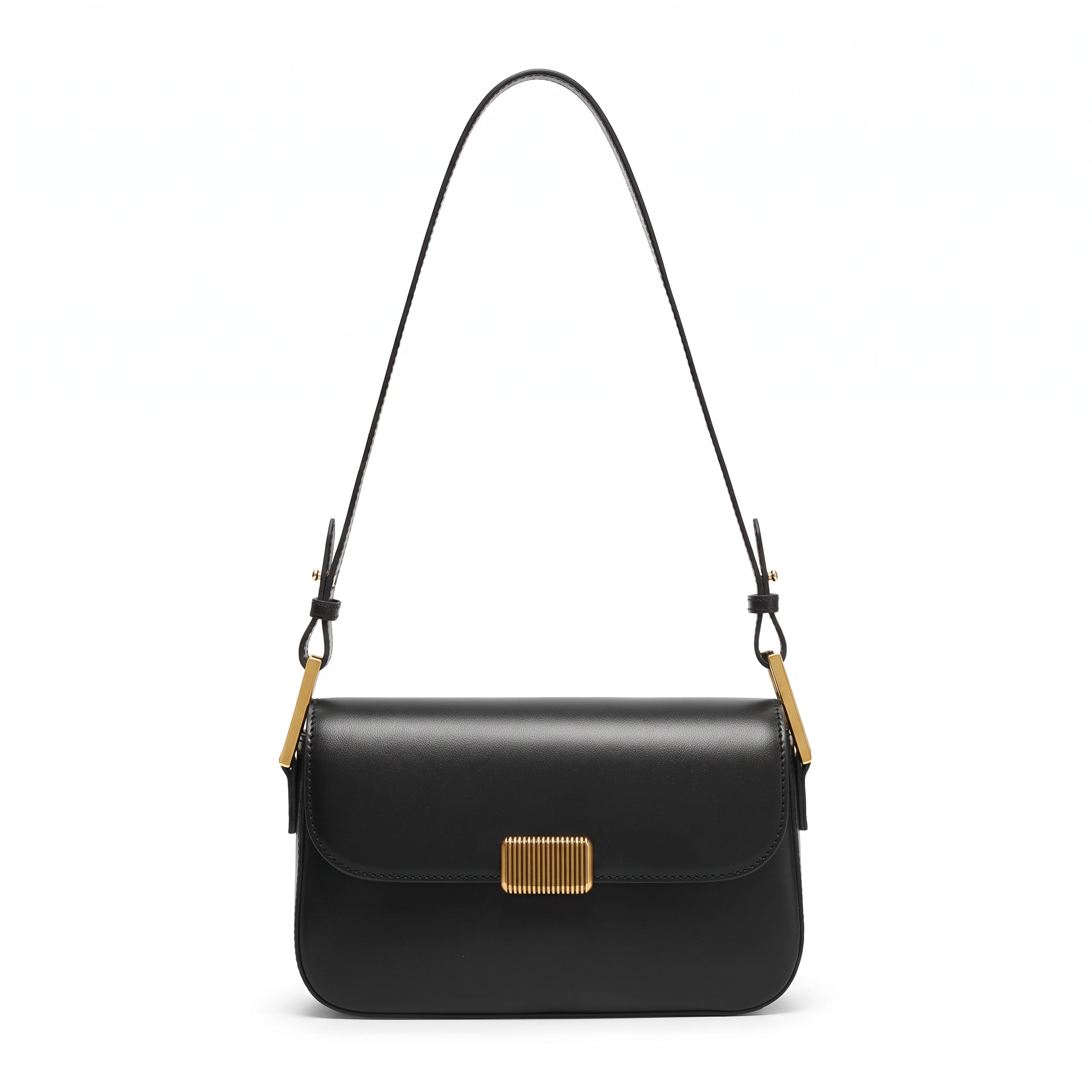 Sac MYA noir en cuir, vue de face
