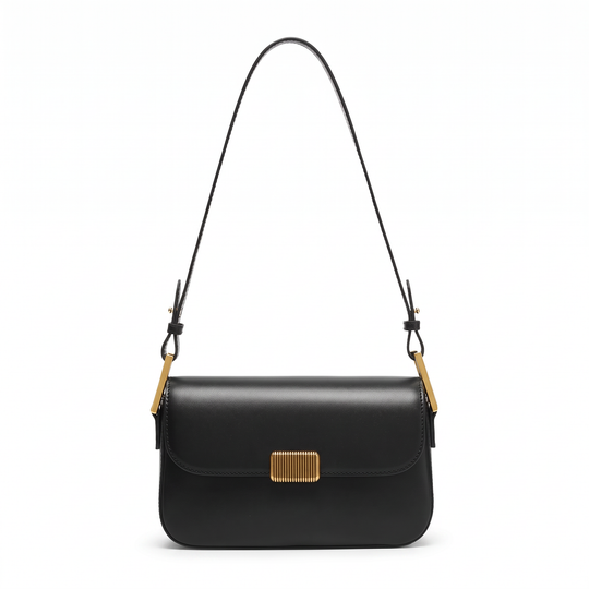 Sac MYA noir en cuir, vue de face