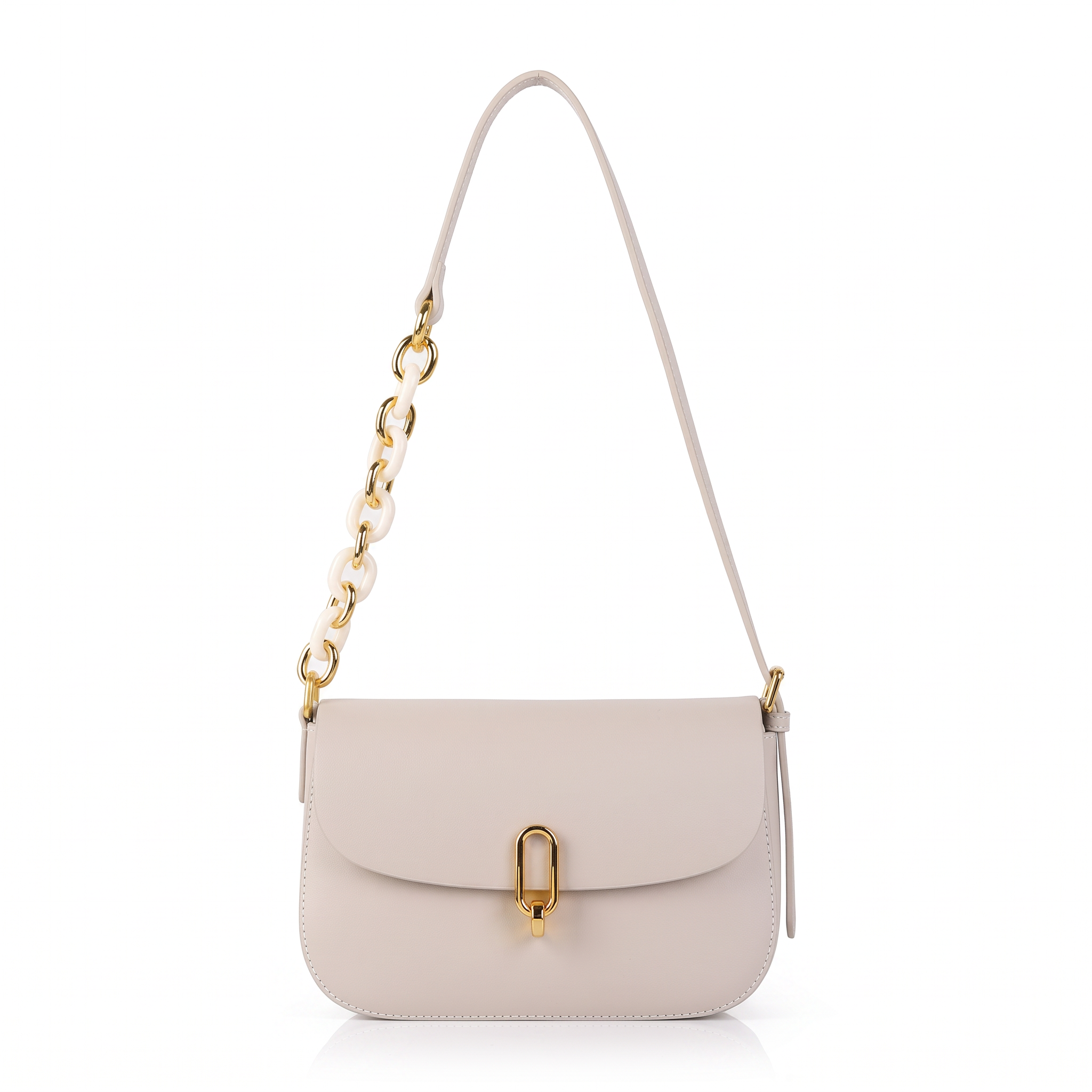 Sac NOÉMIE blanc en cuir, vue de face