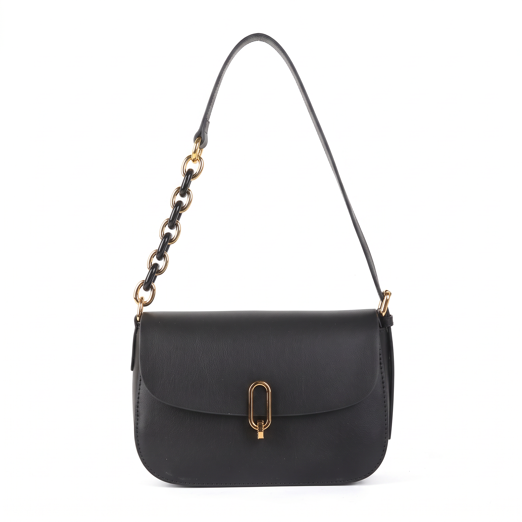 Sac NOÉMIE noir en cuir, vue de face