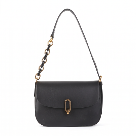 Sac NOÉMIE noir en cuir, vue de face