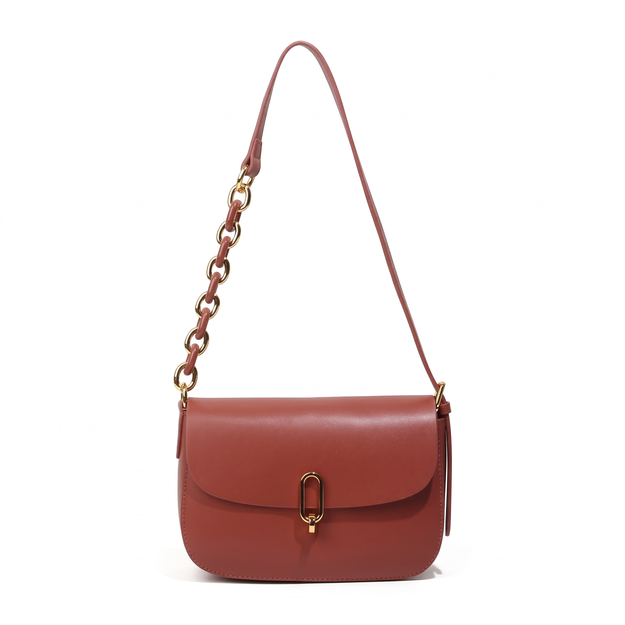 Sac NOÉMIE rouge en cuir, vue de face