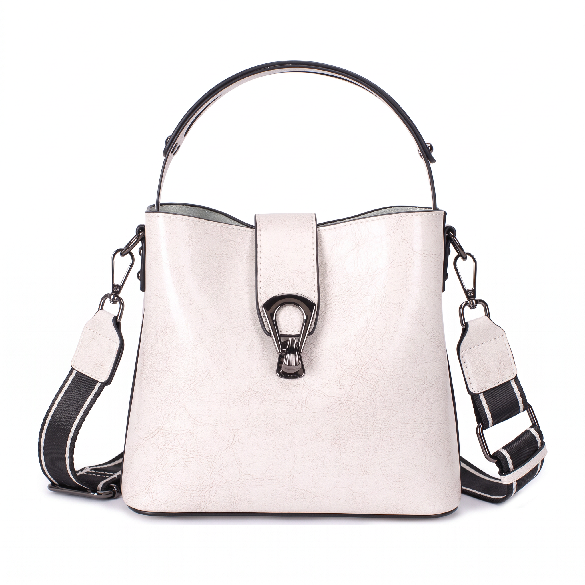 Sac PAULINE blanc en cuir, vue de face