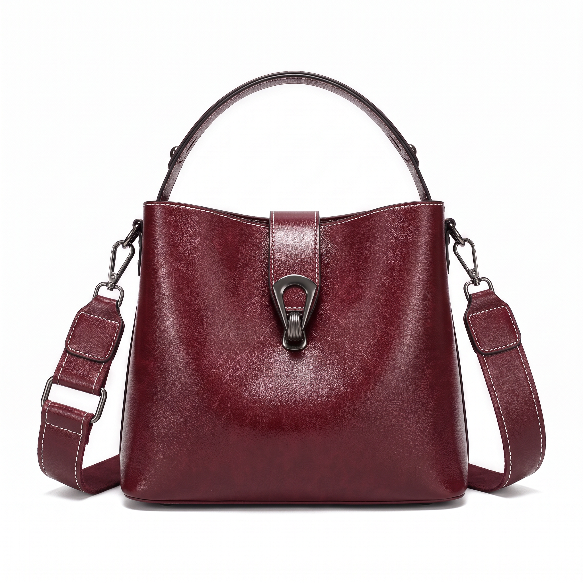 Sac PAULINE rouge bordeaux, vue de face