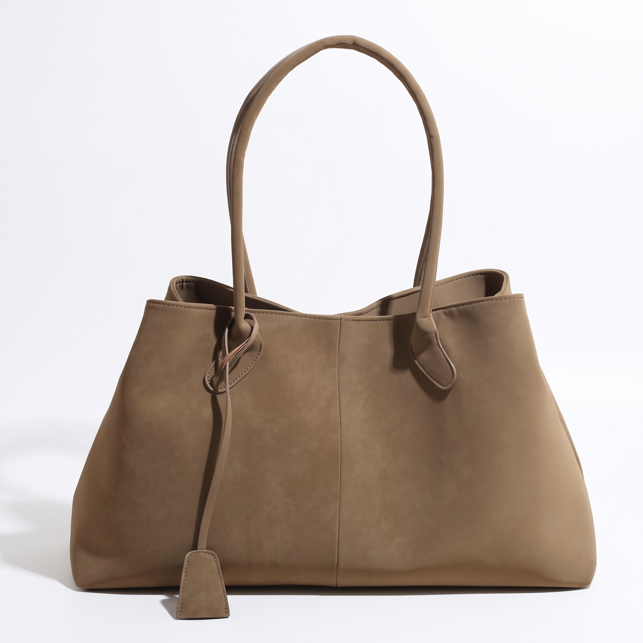 Cabas RAFAELA taupe lisse, vue de face