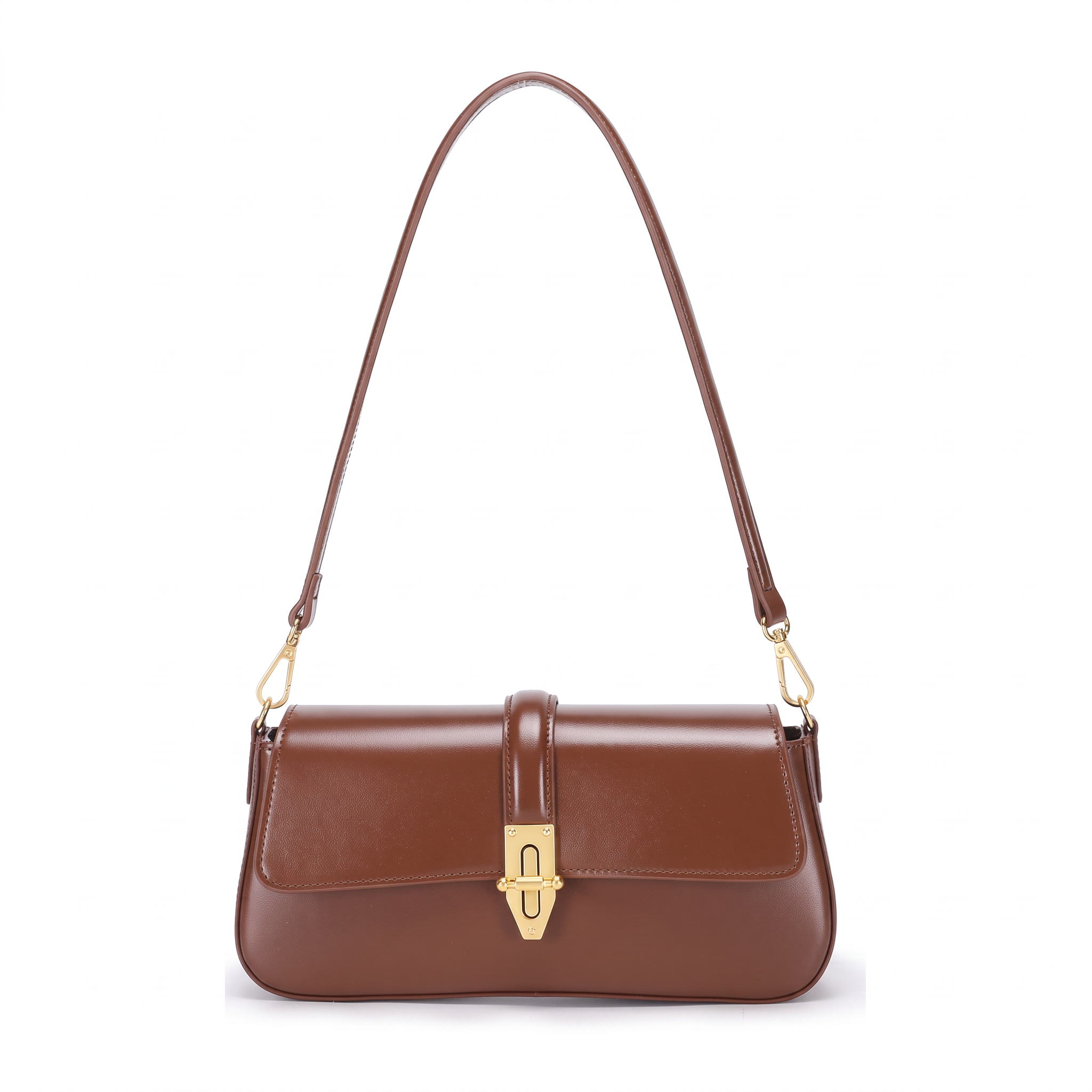 Sac RITA marron en cuir, vue de face