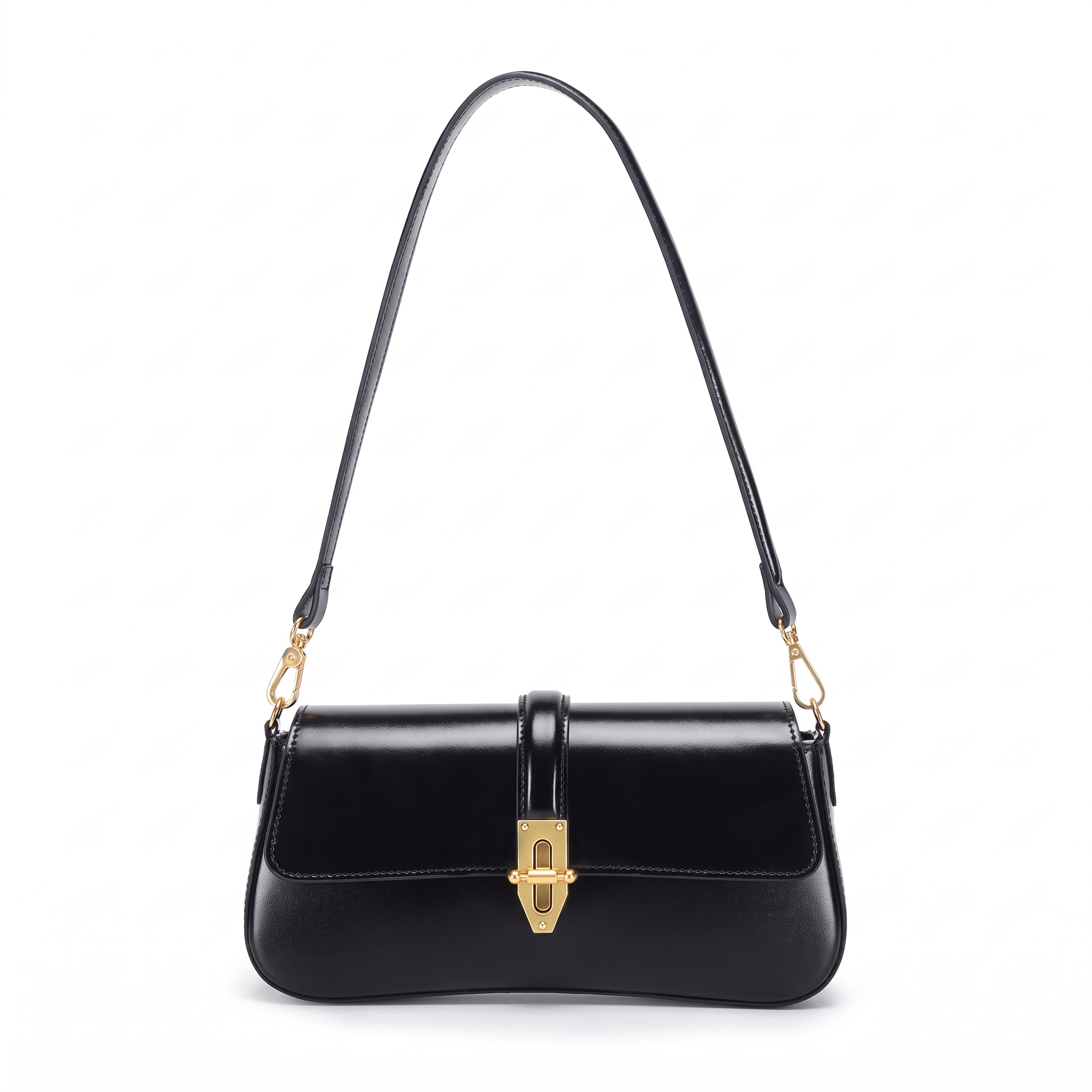 Sac RITA noir en cuir, vue de face