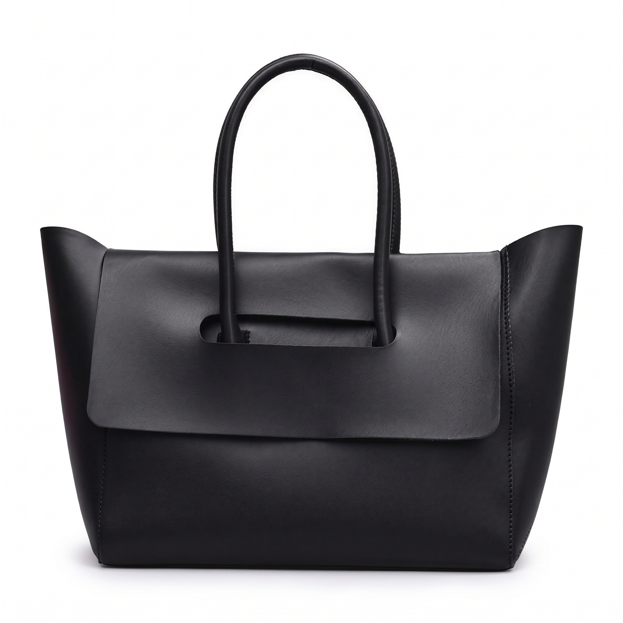 Sac ROMANE noir en cuir, vue de face