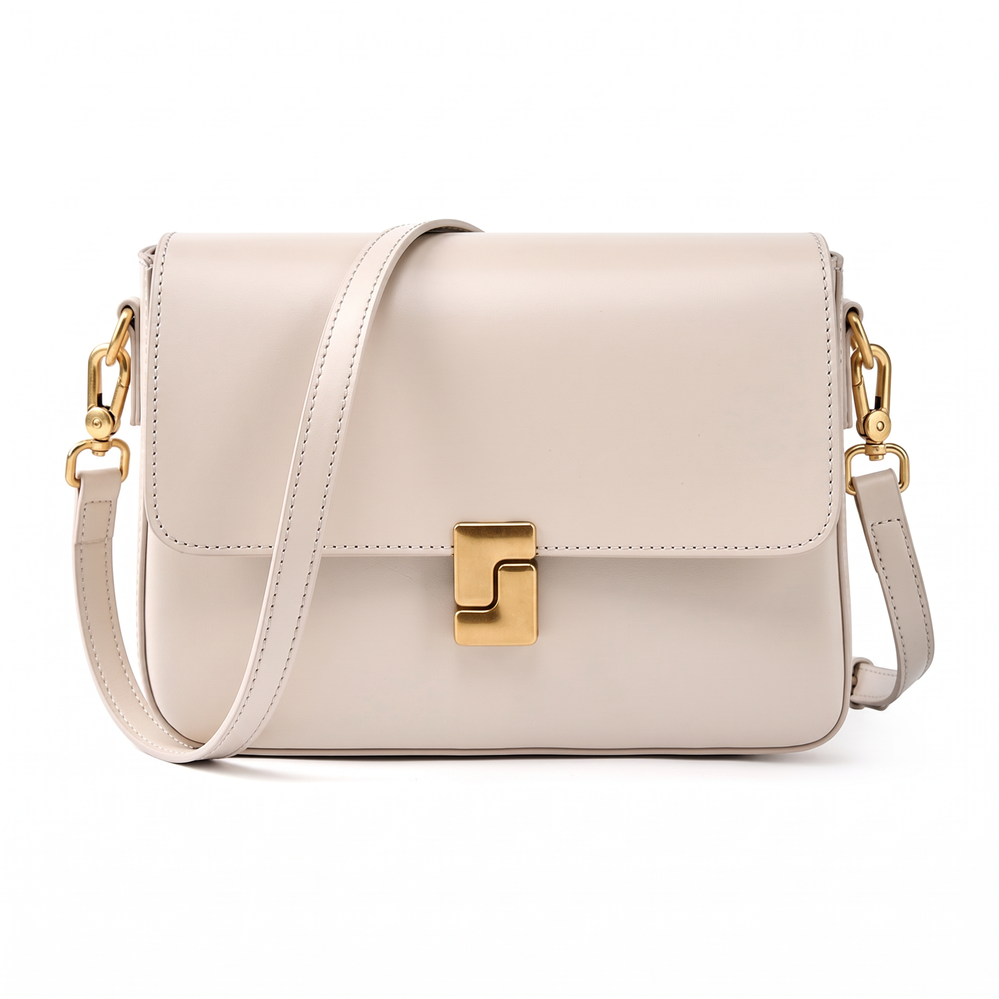 Sac SALOMÉ beige en cuir, vue de face