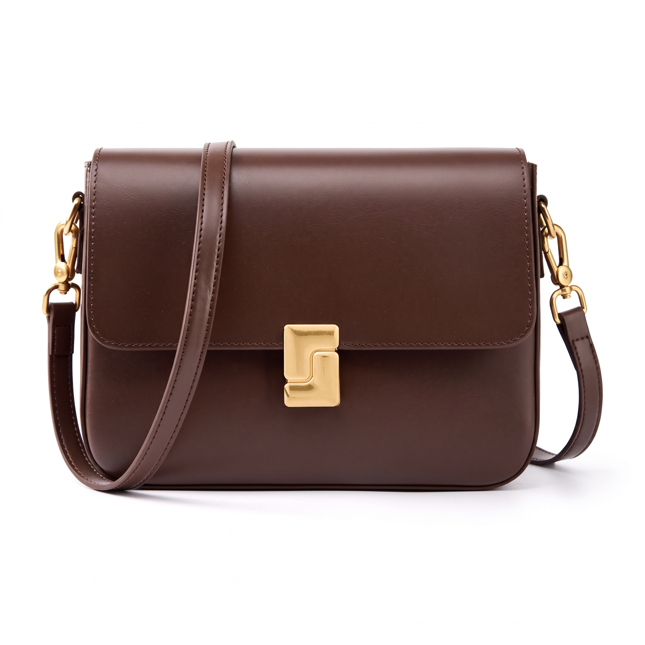 Sac SALOMÉ marron en cuir, vue de face