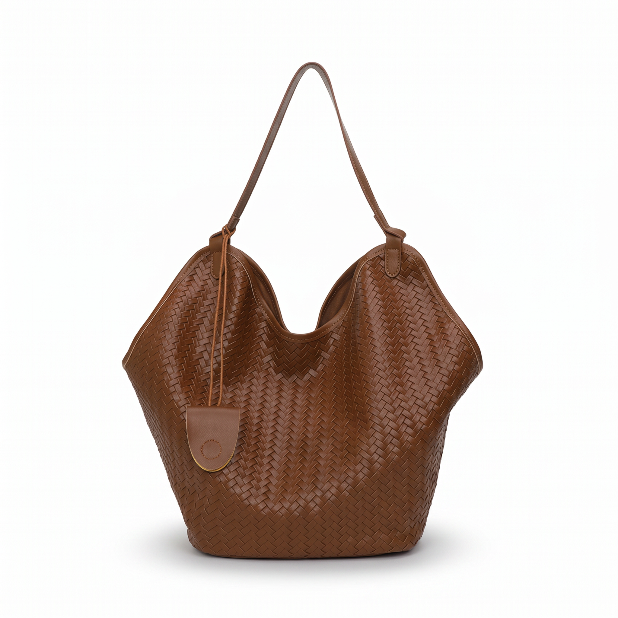 Sac SAVANNAH marron en cuir tressé, vue de face