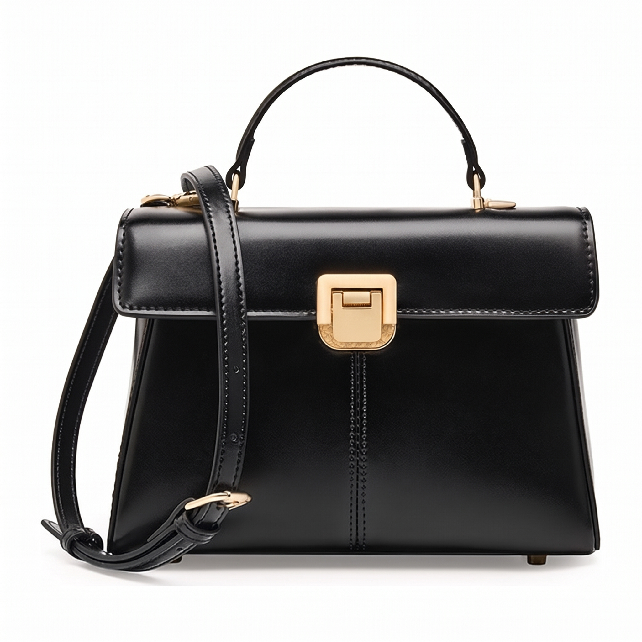 Sac SERENYS noir en cuir, vue de face