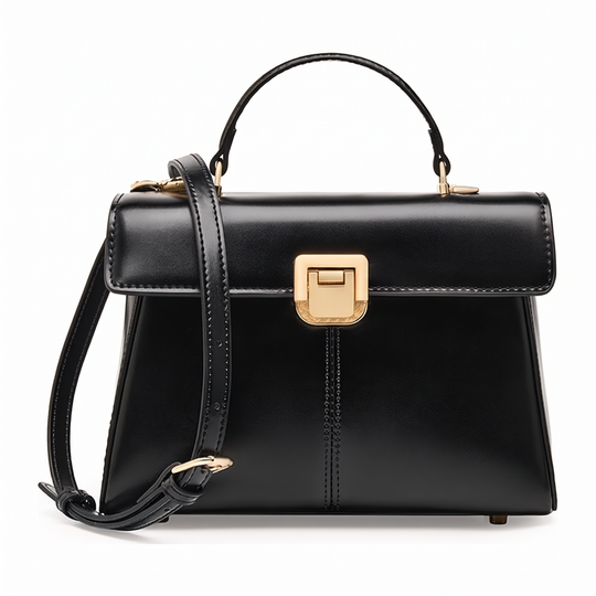 Sac SERENYS noir en cuir, vue de face