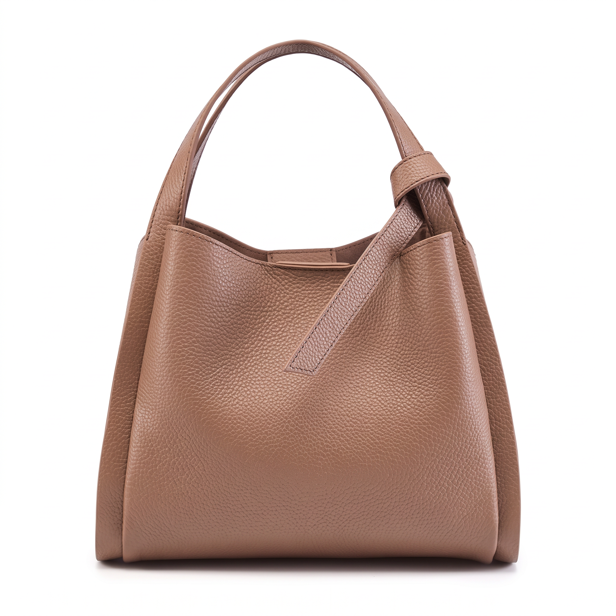 Sac SIMEON marron clair en cuir, vue de face