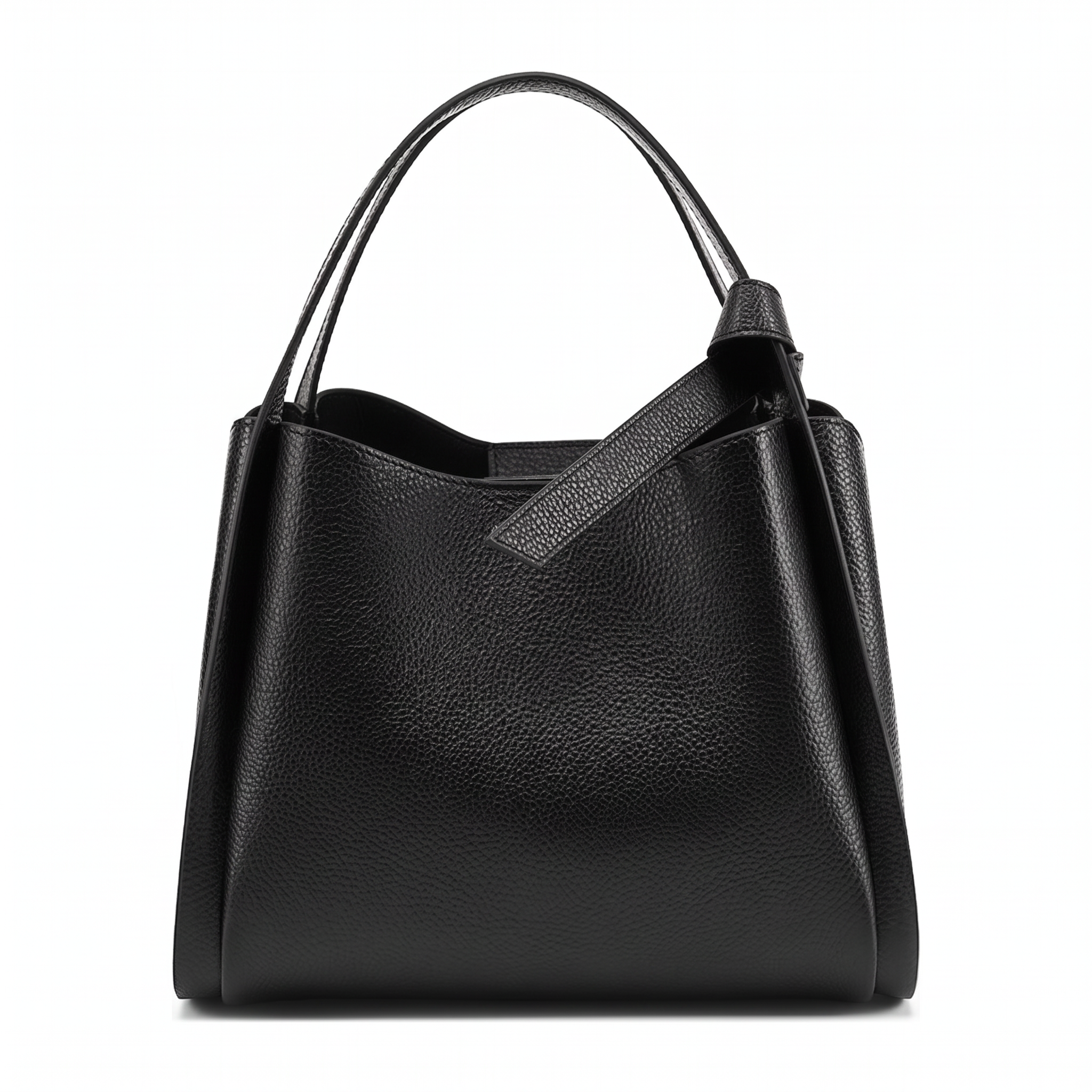 Sac SIMEON noir en cuir, vue de face
