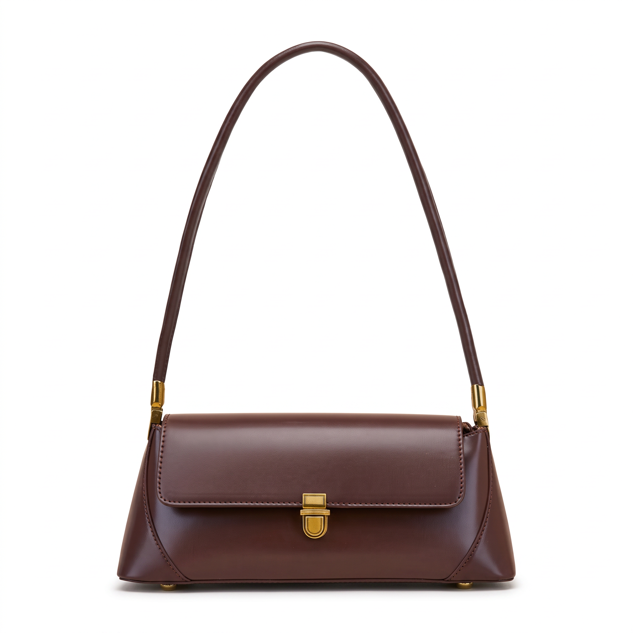 Sac SOFIA marron foncé en cuir, vue de face