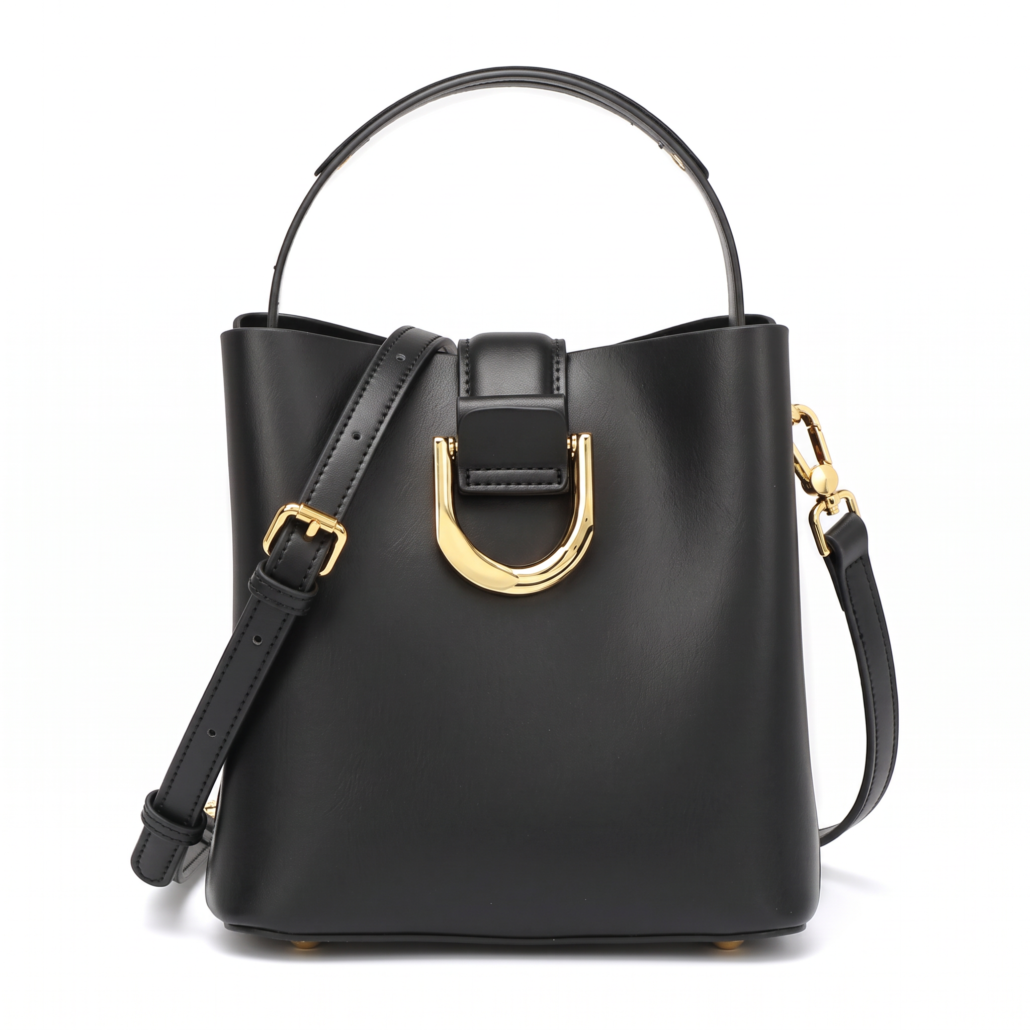 Sac VICTOIRE noir en cuir, vue de face