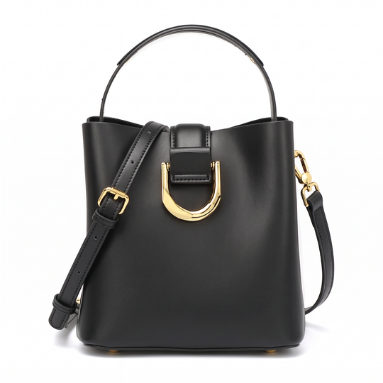 Sac VICTOIRE noir en cuir, vue de face