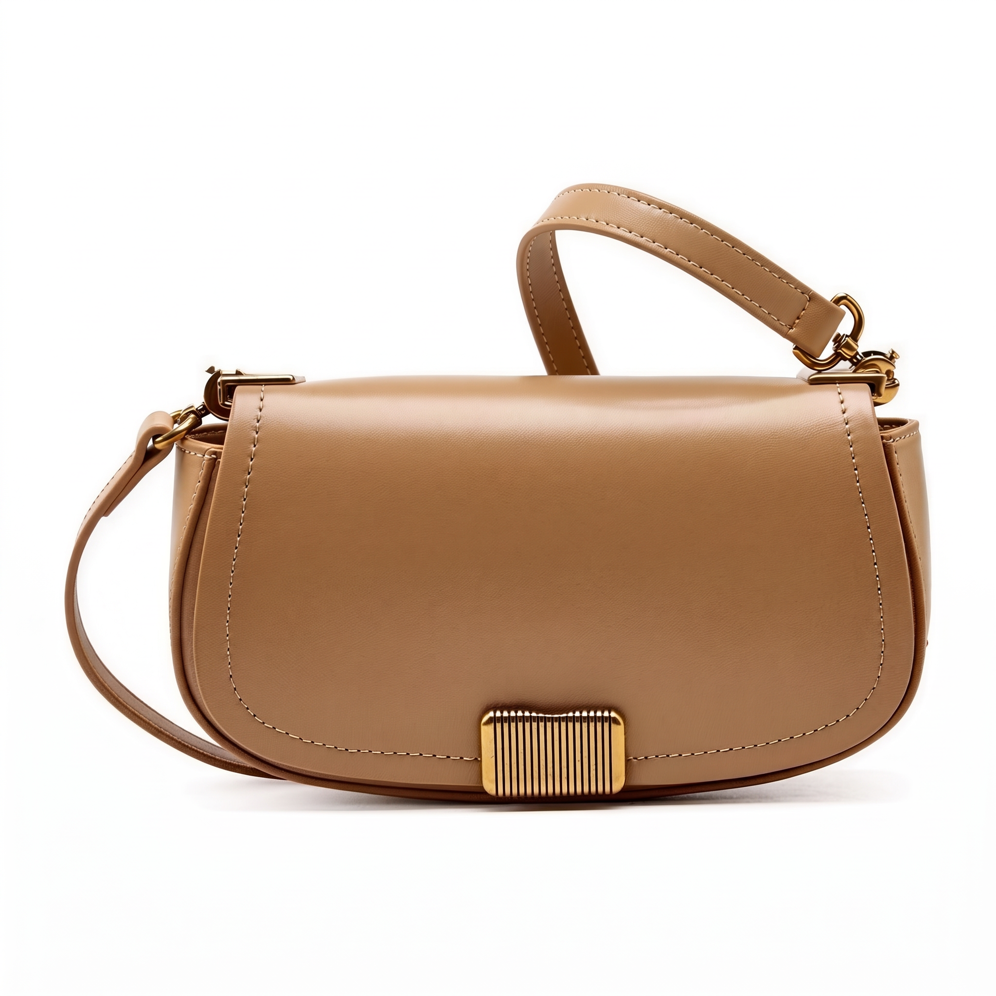 Sac YARA camel en cuir, vue de face