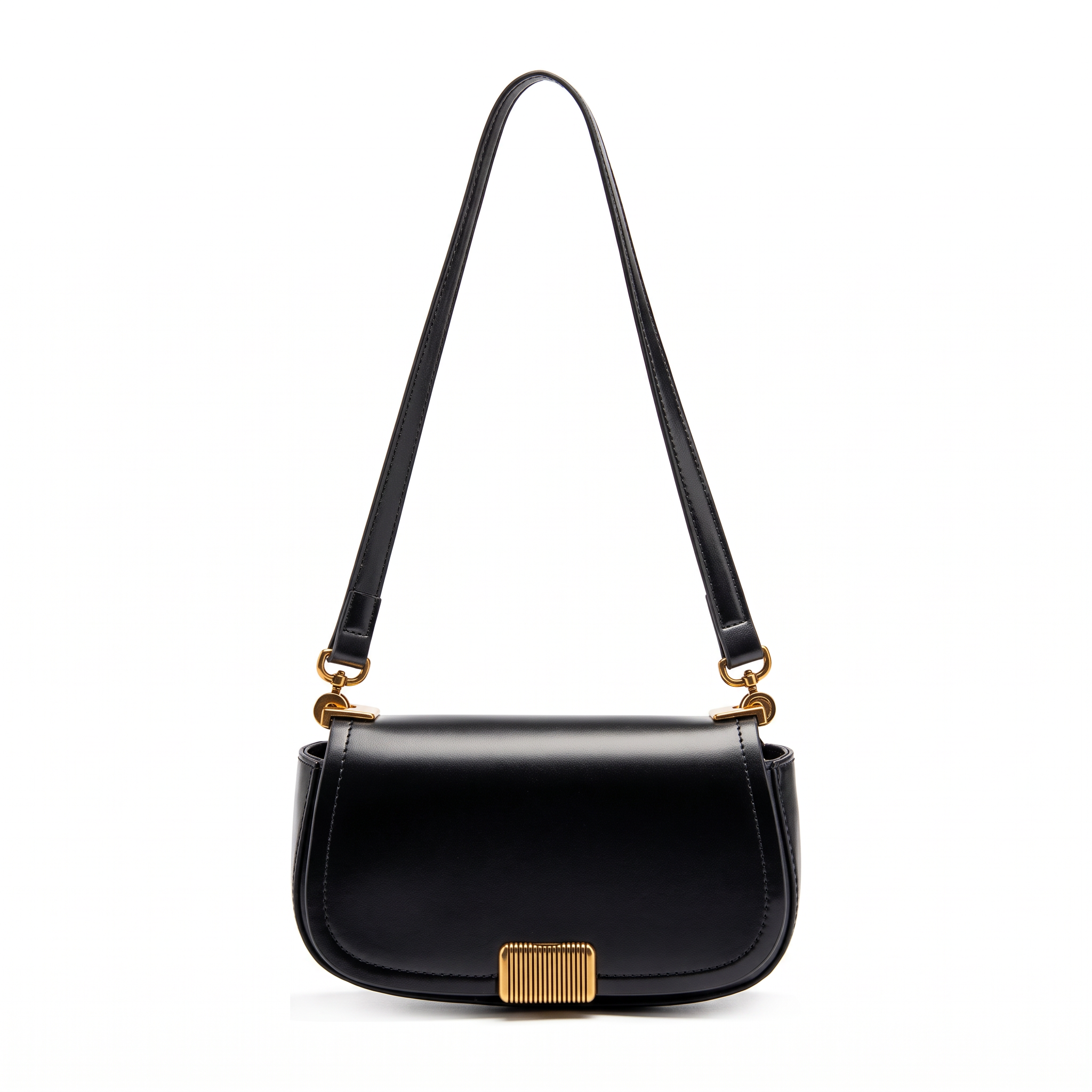 Sac YARA noir en cuir, vue de face