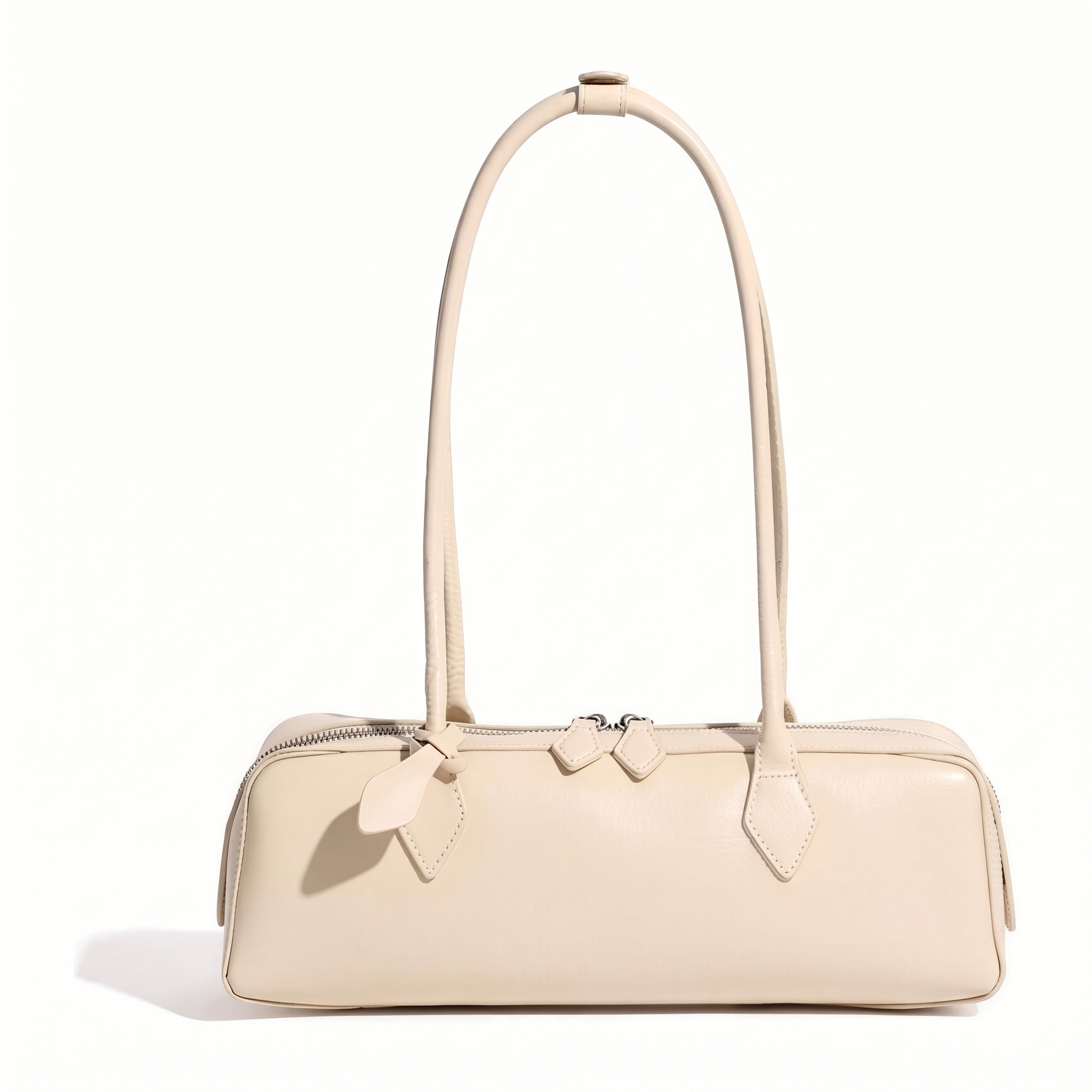 Sac ZOÉ beige en cuir, vue de face