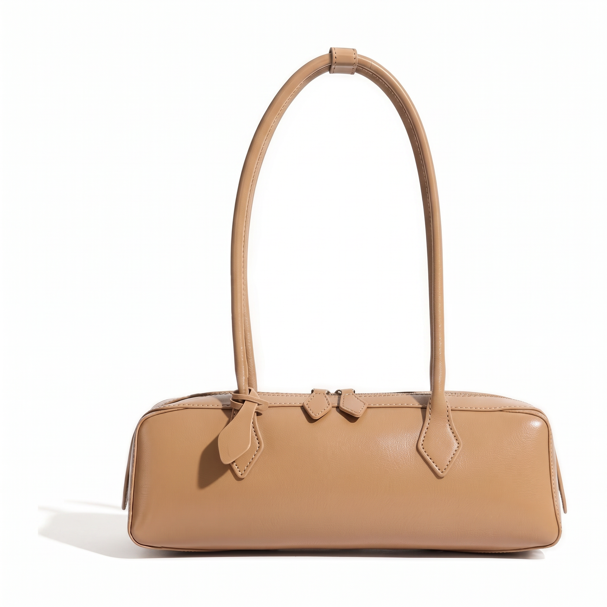 Sac ZOÉ camel en cuir, vue de face