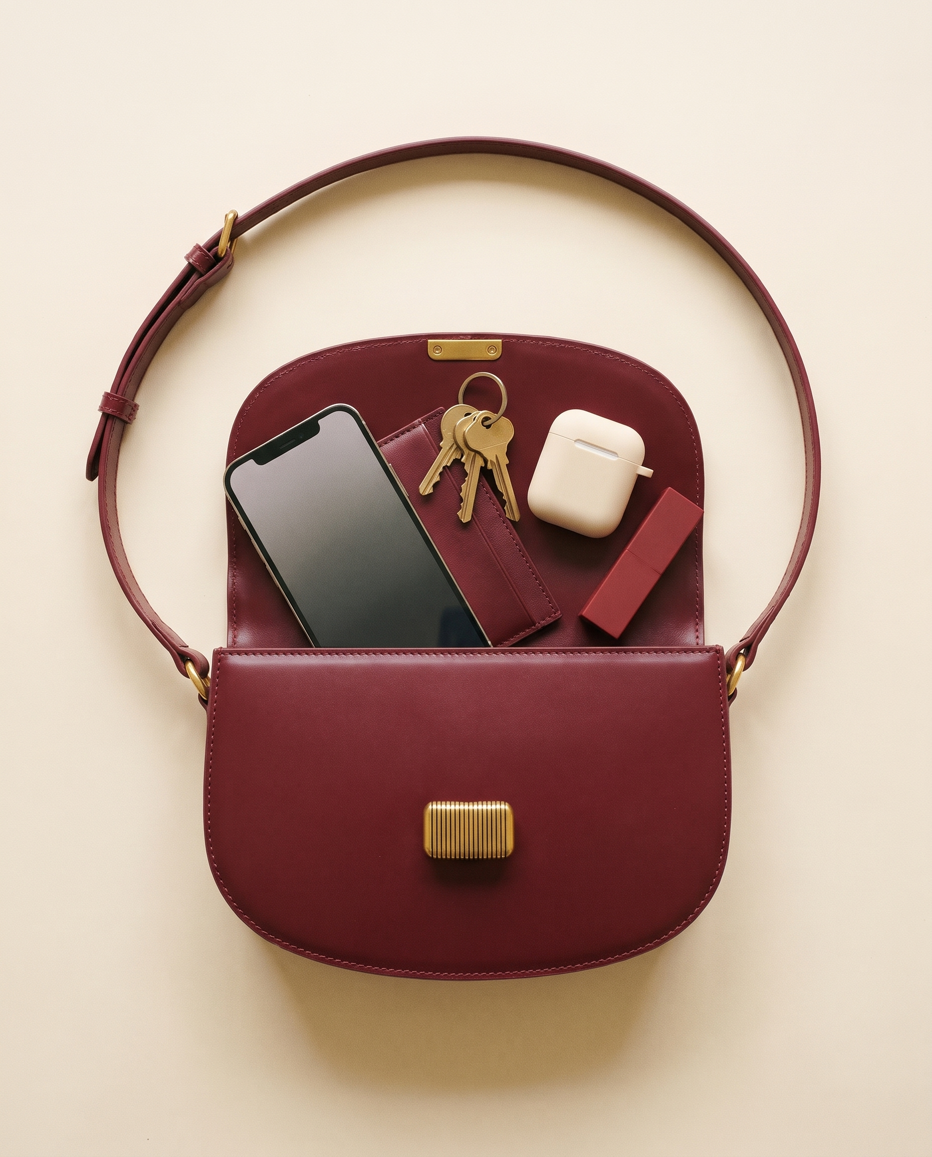 Sac MANAROLA bordeaux, ce que le sac peut contenir