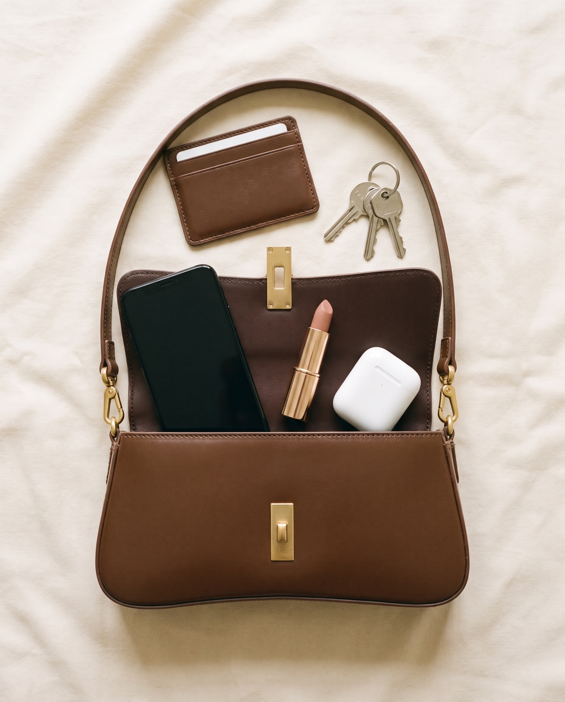 Sac LADY marron, ce que le sac peut contenir