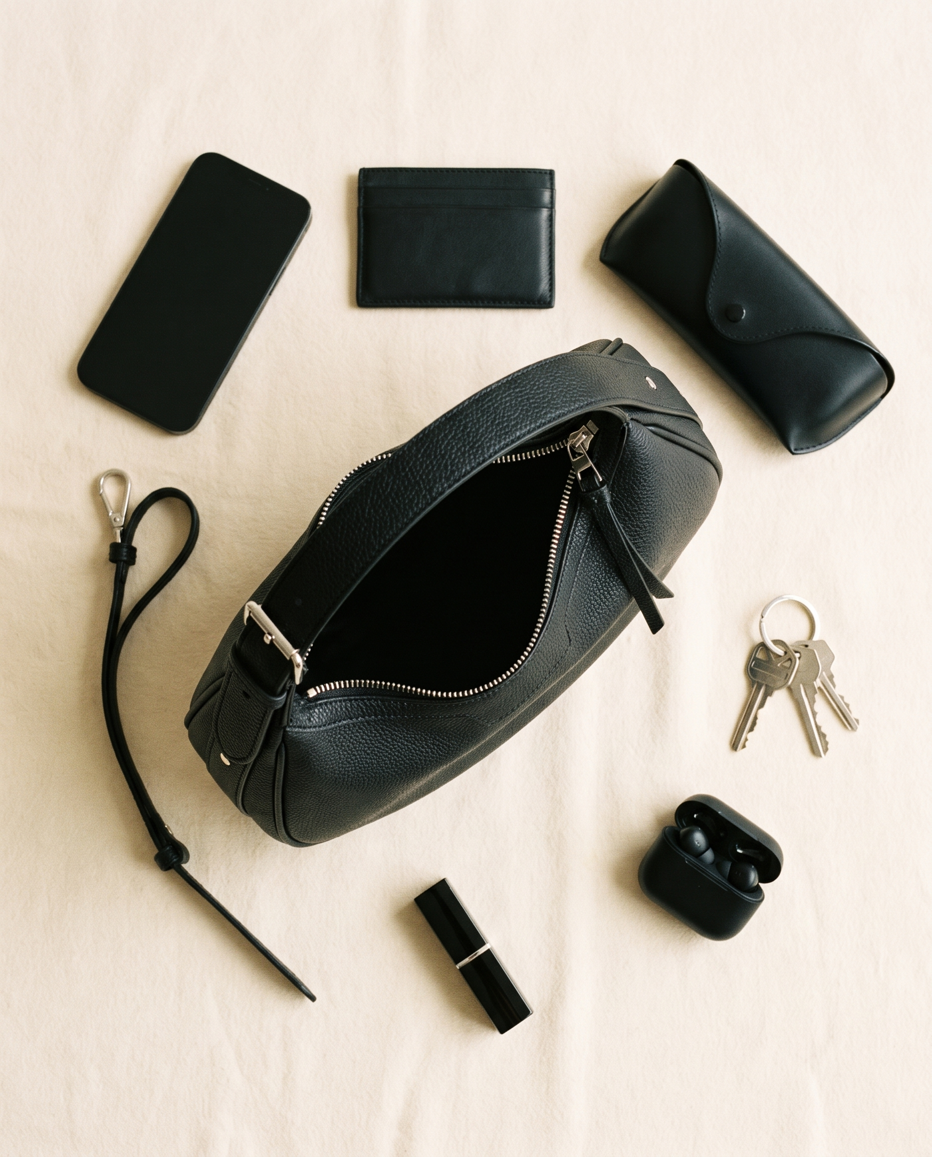 Sac HALFMOON noir, ce que le sac peut contenir