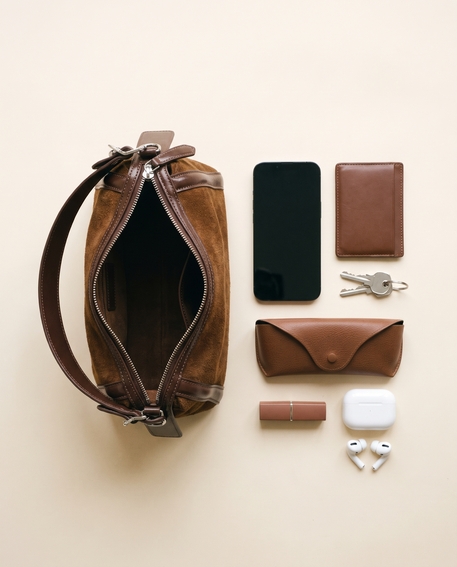 Sac INES marron clair, ce que le sac peut contenir