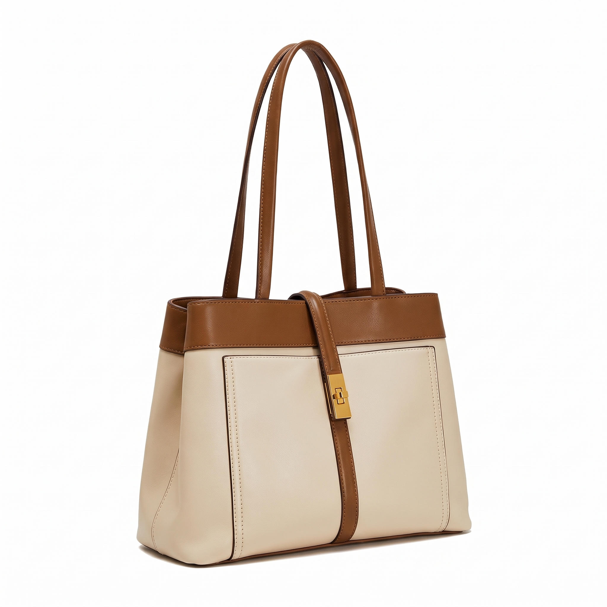 Sac LOU blanc marron, vue de trois-quarts