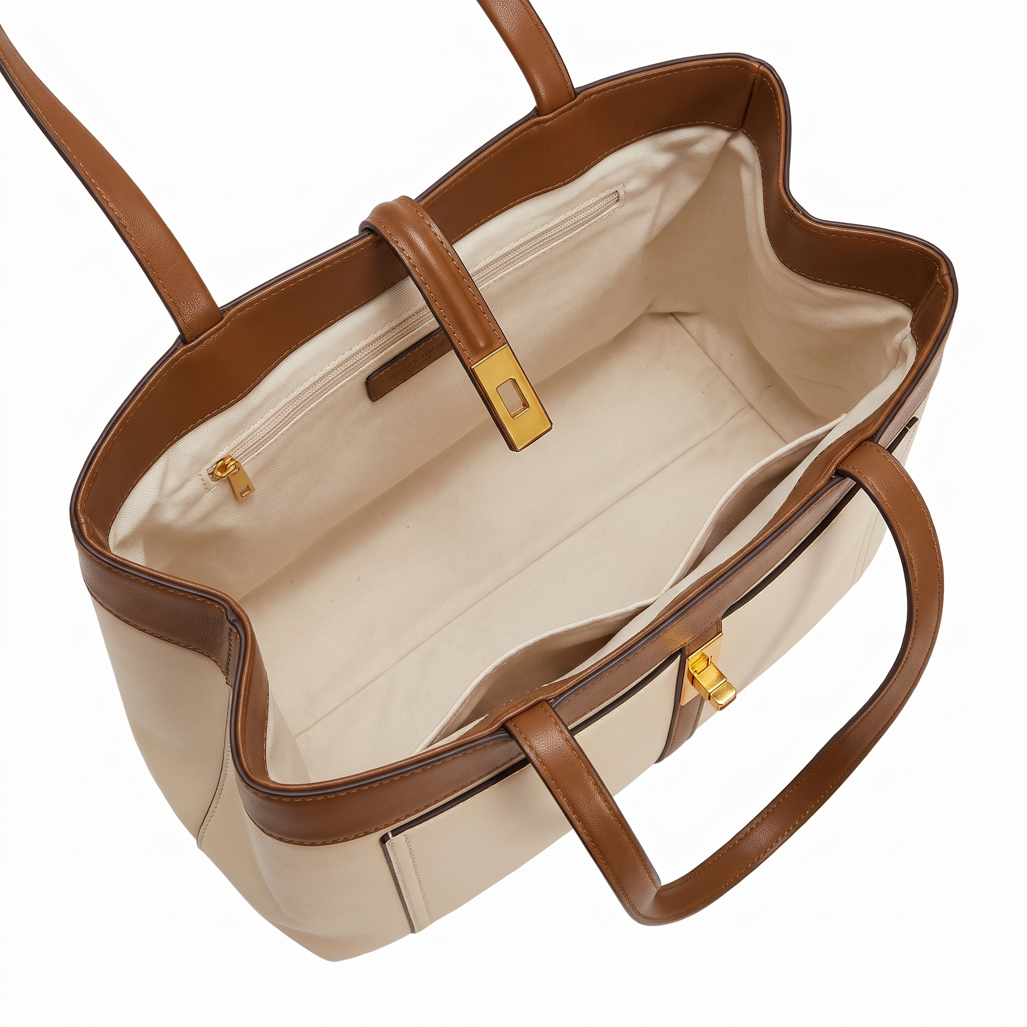 Sac LOU blanc marron, intérieur