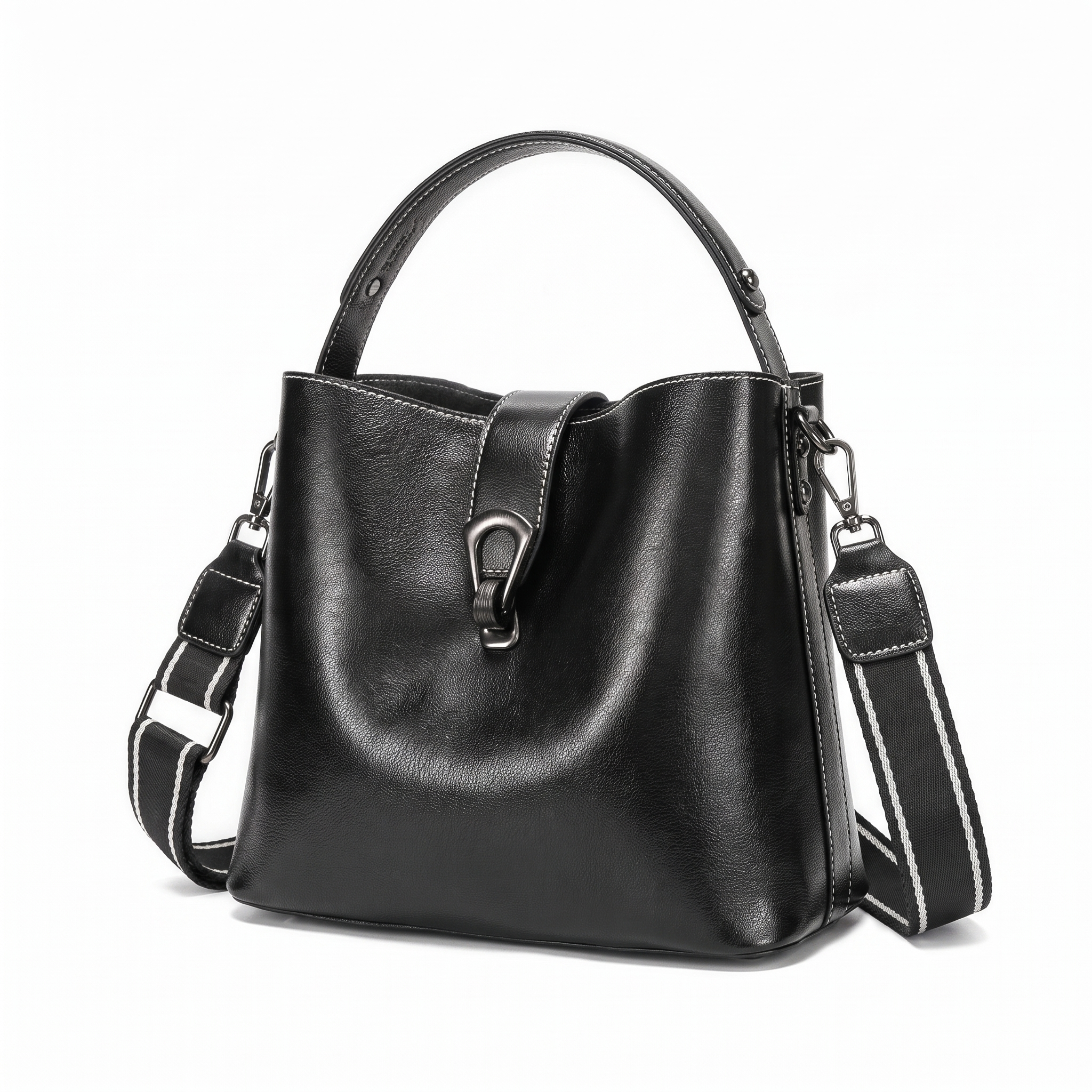 Sac PAULINE noir, vue de trois-quarts