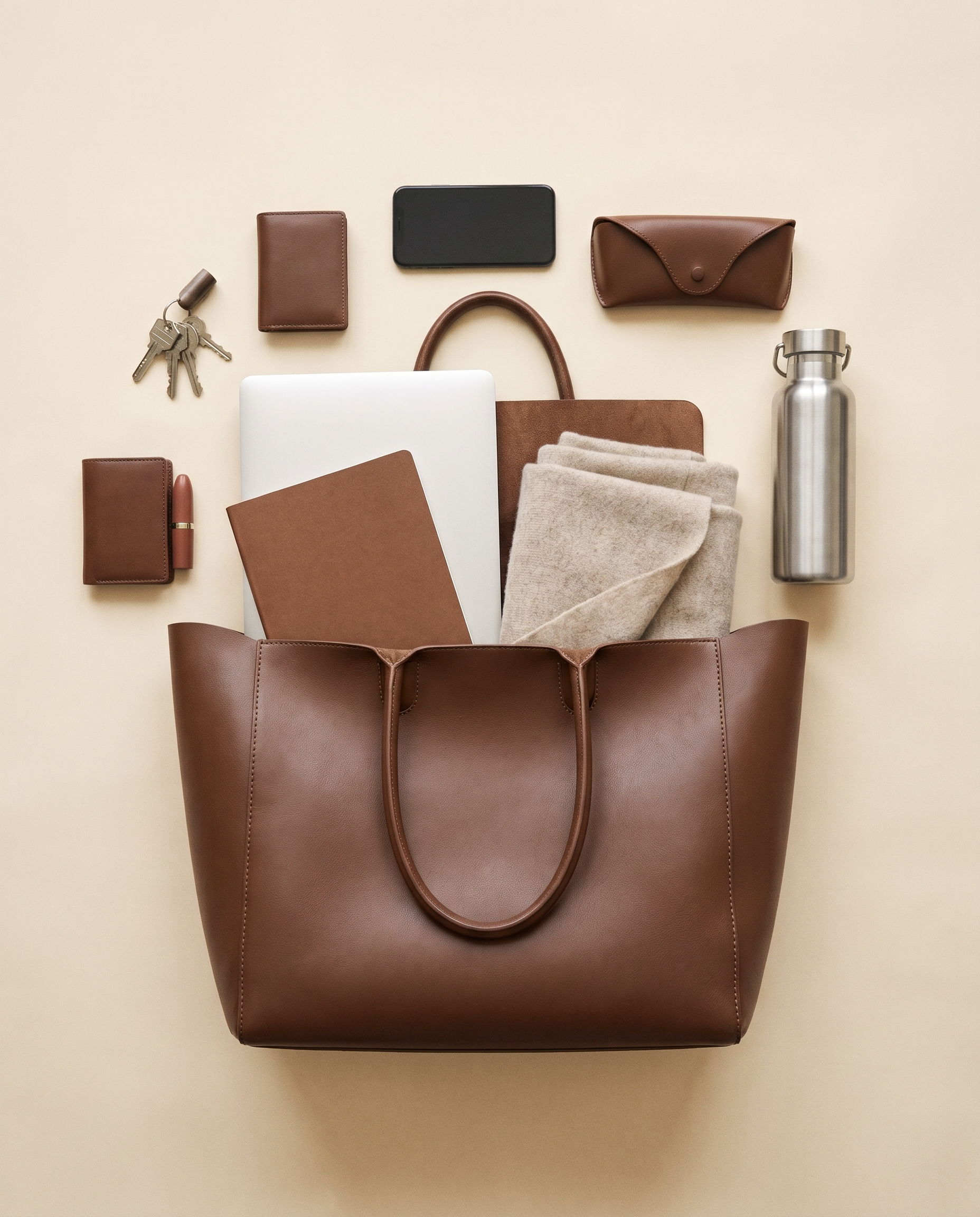 Sac ROMANE marron, ce que le sac peut contenir