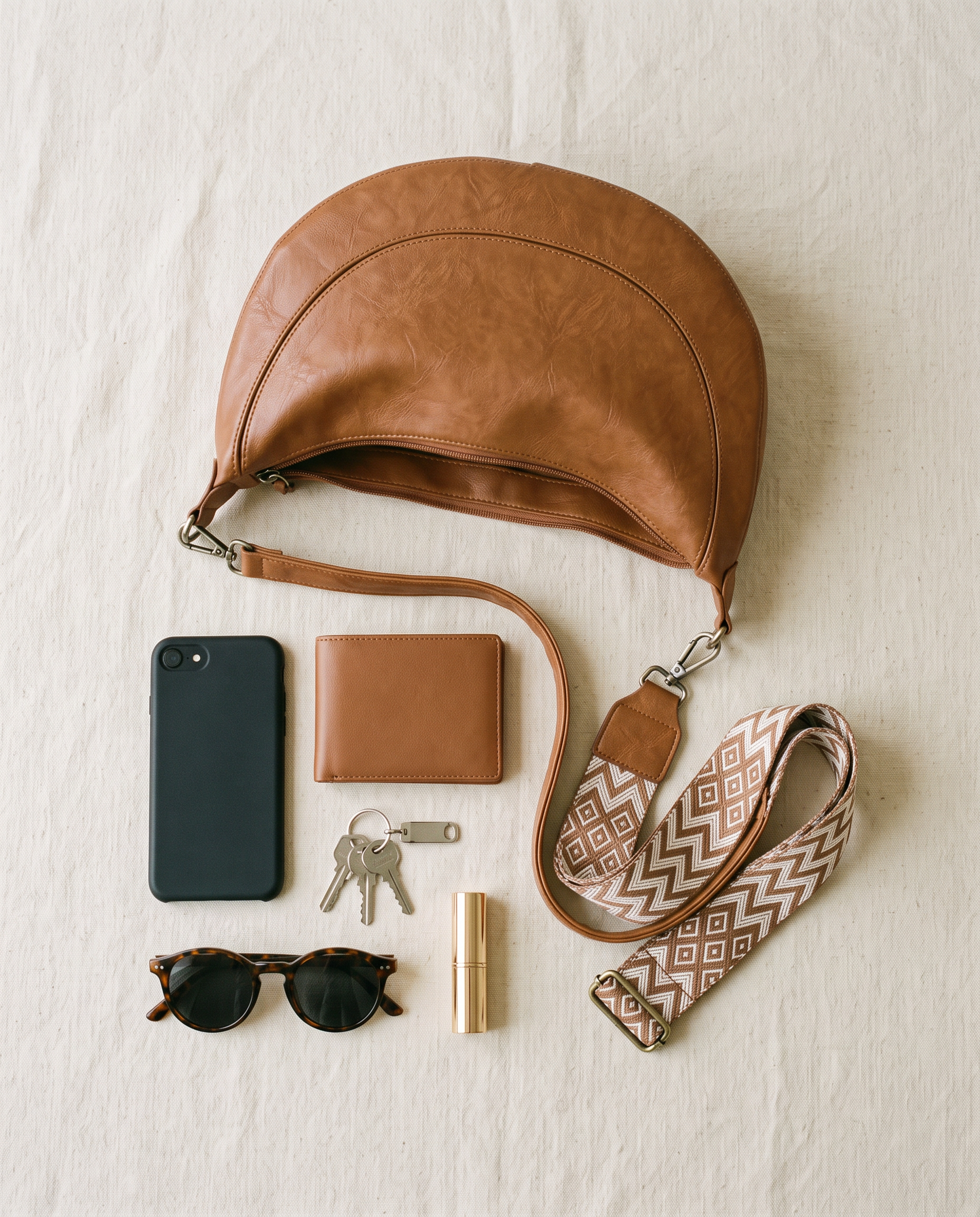 Sac LUNA camel, ce que le sac peut contenir