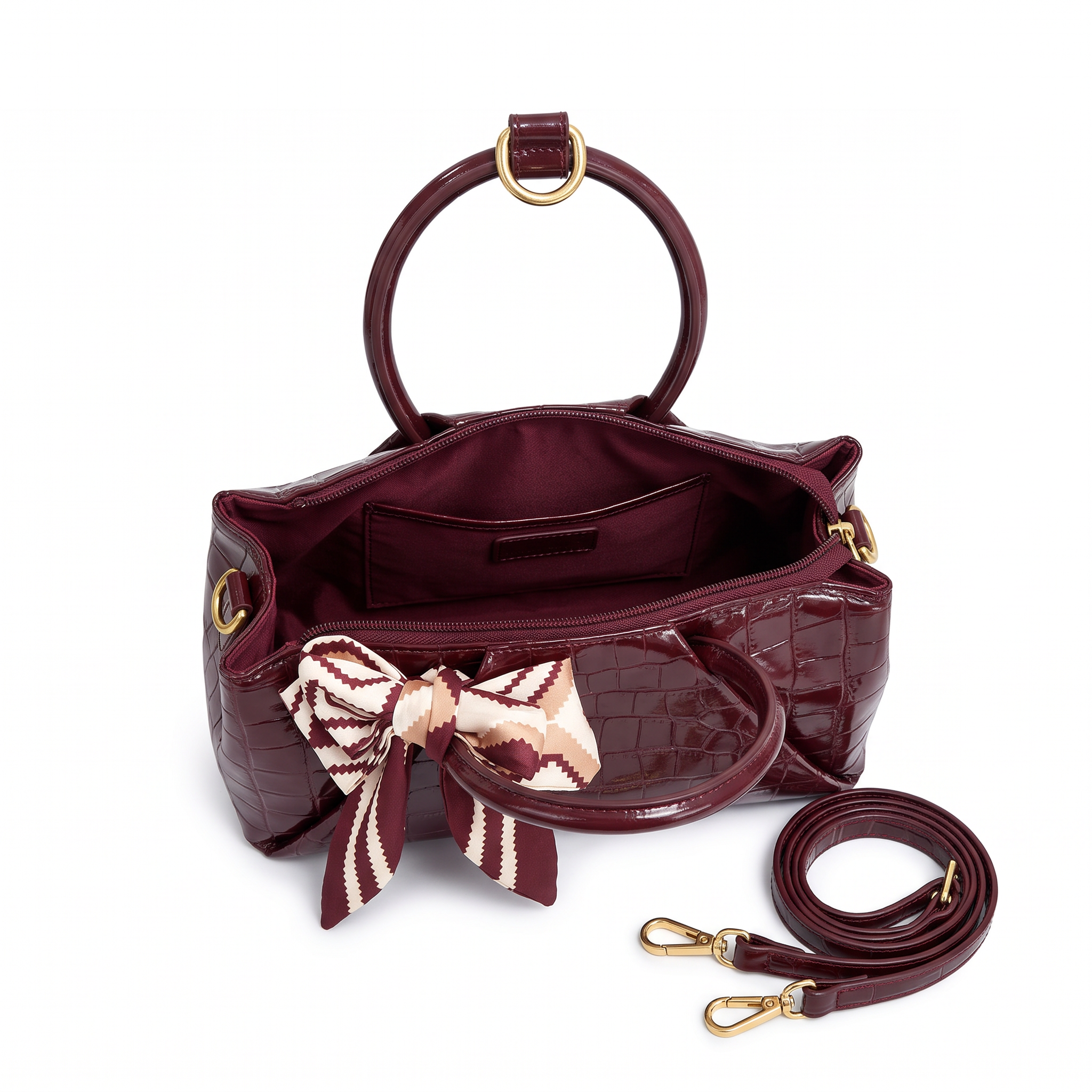 Sac SCARLETT rouge bordeaux, intérieur